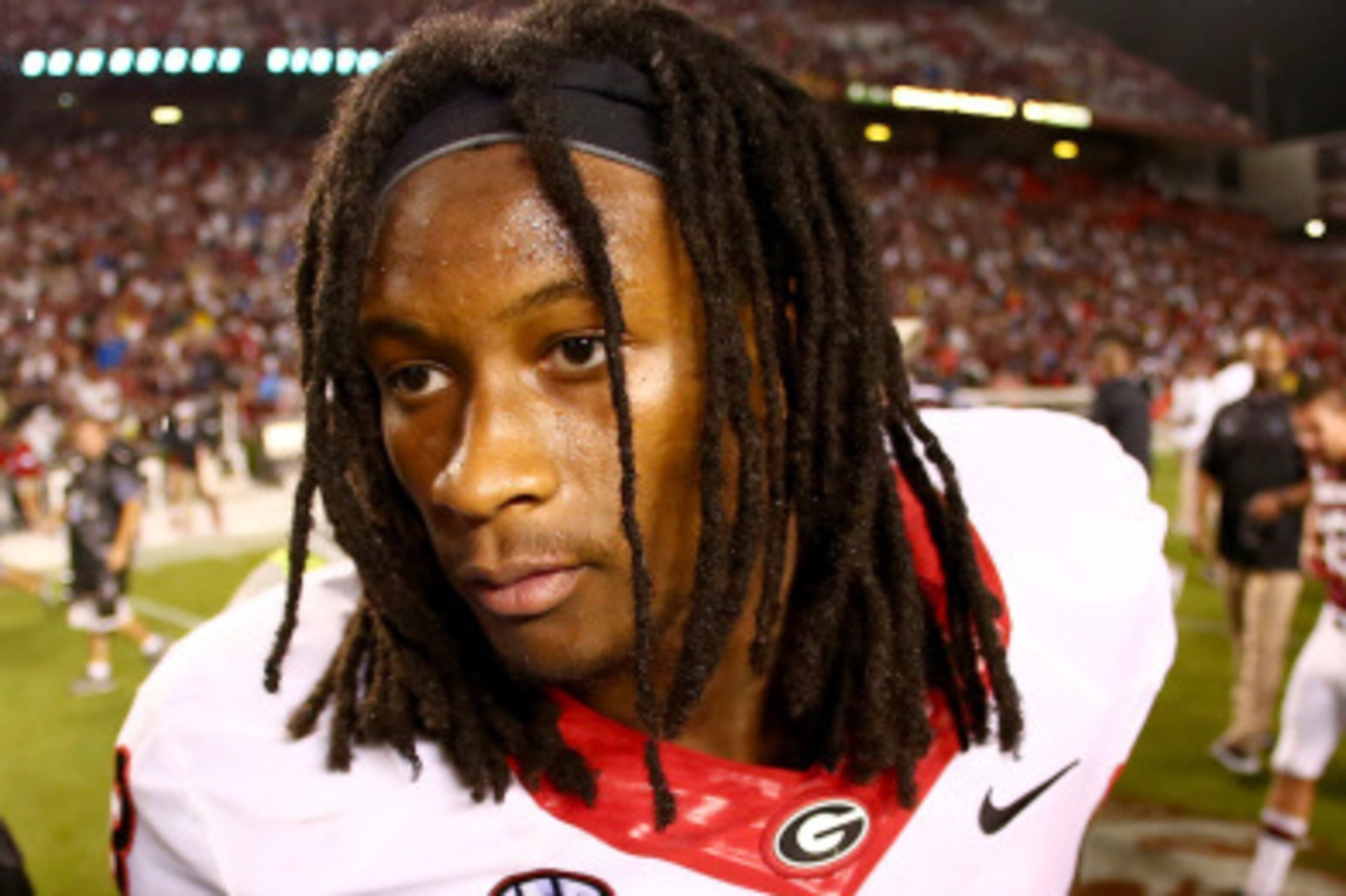 COLUMBIA, SC - SEPTEMBER 13:  Todd Gurley #3 of the Georgia Bulldogs reacts as he walks off the field after being defeated by the South Carolina Gamecocks 38-35 at Williams-Brice Stadium on September 13, 2014 in Columbia, South Carolina.  (Photo by Street