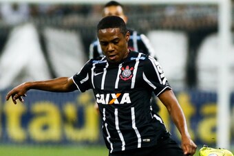 SAO PAULO, BRAZIL - SEPTEMBER 11: Elias of Corinthians in action during the match between Corinthians and Atletico MG for the Brazilian Series A 2014 at Arena Corinthians stadium on September 11, 2014 in Sao Paulo, Brazil. (Photo by Alexandre Schneider/Ge