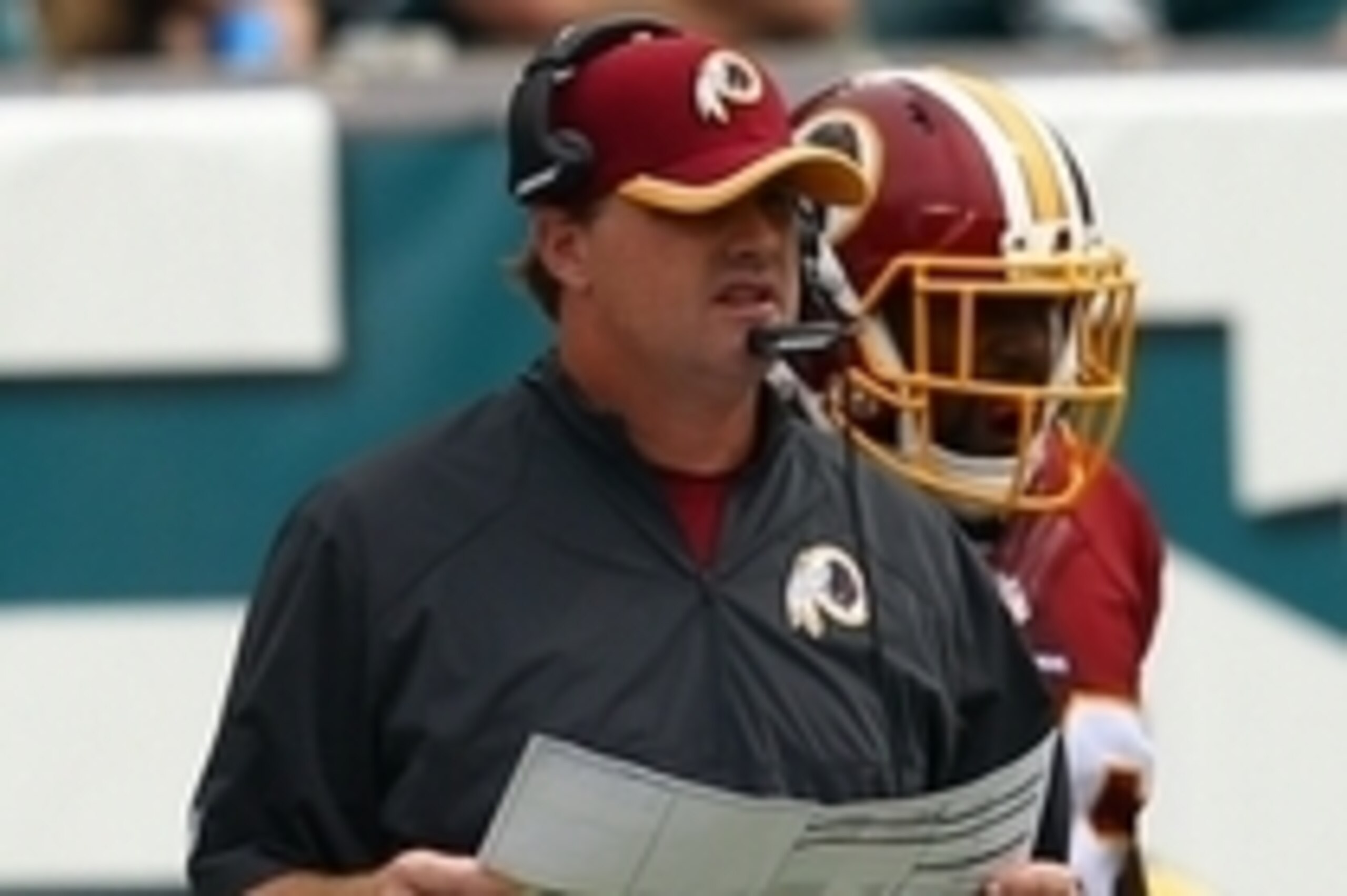 Sep 21, 2014; Philadelphia, PA, USA; Washington Redskins head coach Jay Gruden on the sidelines against the Philadelphia Eagles during the first half at Lincoln Financial Field. Mandatory Credit: Jeffrey G. Pittenger-USA TODAY Sports