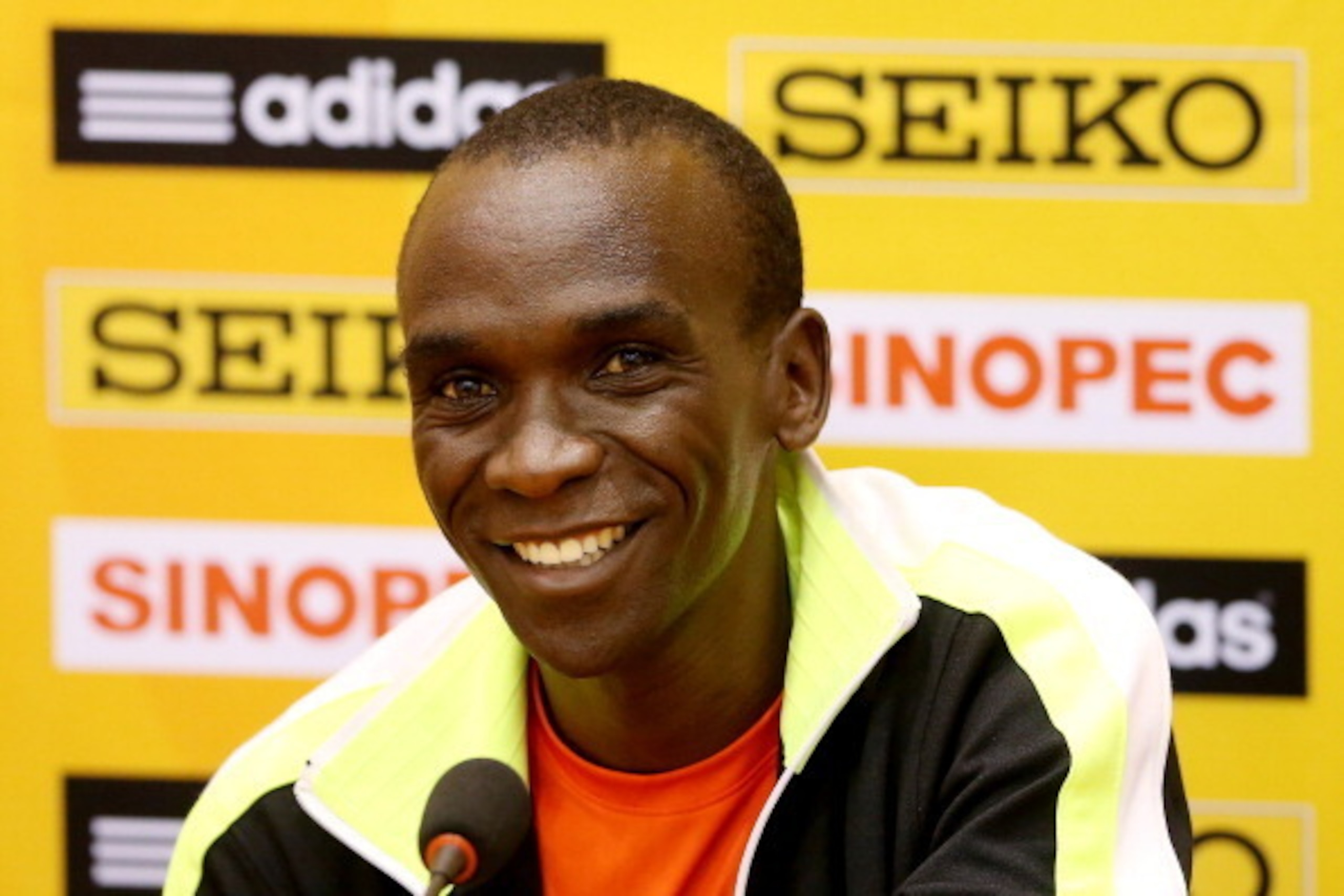 KAVARNA, BULGARIA - OCTOBER 05:  Eliud Kipchoge of Kenya during a press conference ahead of the 20th IAAF World Half Marathon on October 5, 2012 in Kavarna, Bulgaria.  (Photo by Scott Heavey/Getty Images)