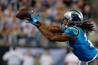 CHARLOTTE, NC - SEPTEMBER 21: Kelvin Benjamin #13 of the Carolina Panthers catches the ball against the Pittsburgh Steelers in the 3rd quarter during their game at Bank of America Stadium on September 21, 2014 in Charlotte, North Carolina. (Photo by Grant