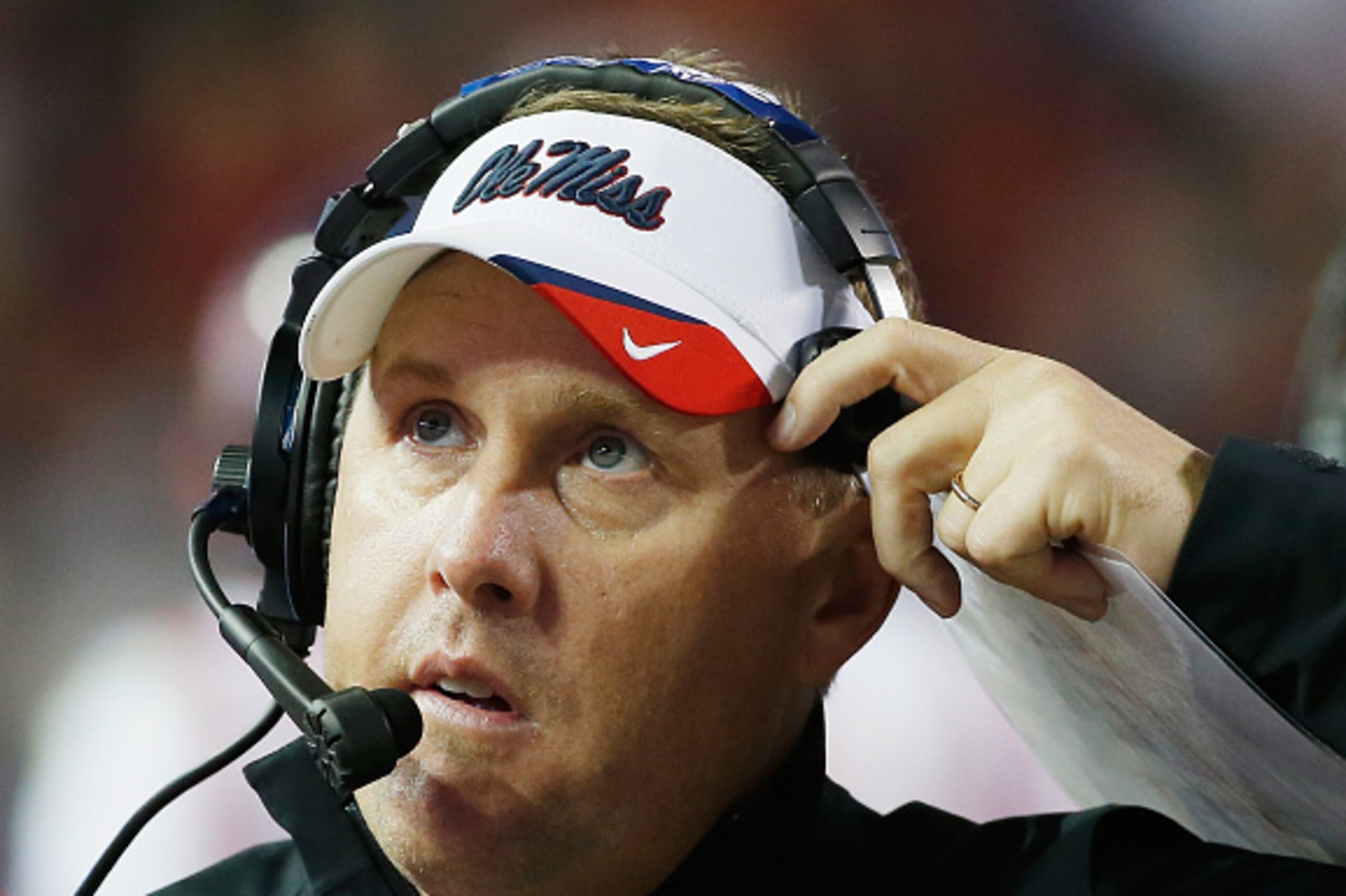 COLLEGE STATION, TX - OCTOBER 11:  Mississippi Rebels head coach Hugh Freeze walks near the sideline in the third quarter during their game against the Texas A&M Aggies at Kyle Field on October 11, 2014 in College Station, Texas.  (Photo by Scott Halleran