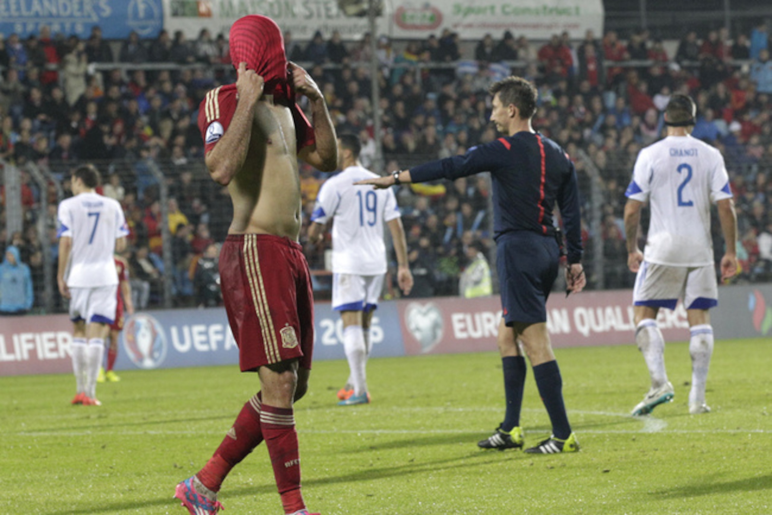 Costa after missing a gilt-edged chance in the first half