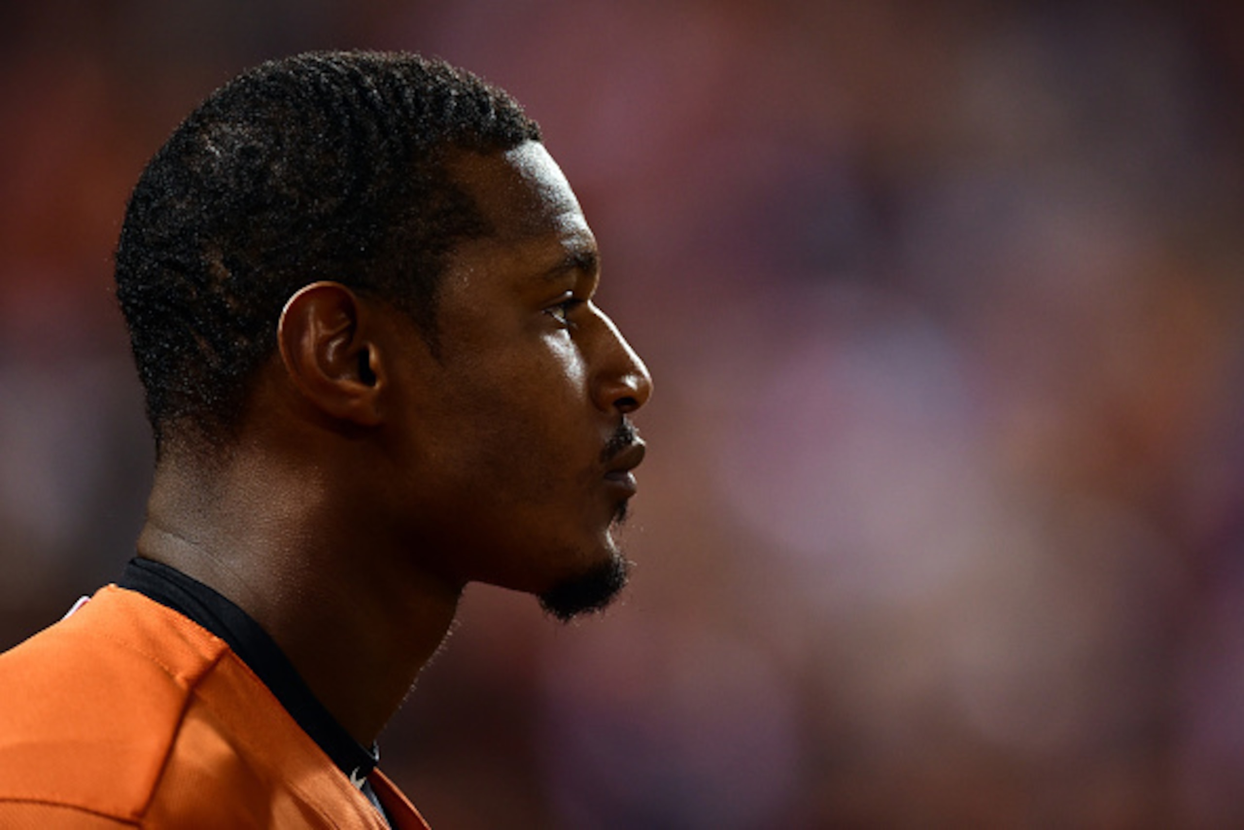 BALTIMORE, MD - OCTOBER 11:  Adam Jones #10 of the Baltimore Orioles looks on in the seventh inning against the Kansas City Royals during Game Two of the American League Championship Series at Oriole Park at Camden Yards on October 11, 2014 in Baltimore,