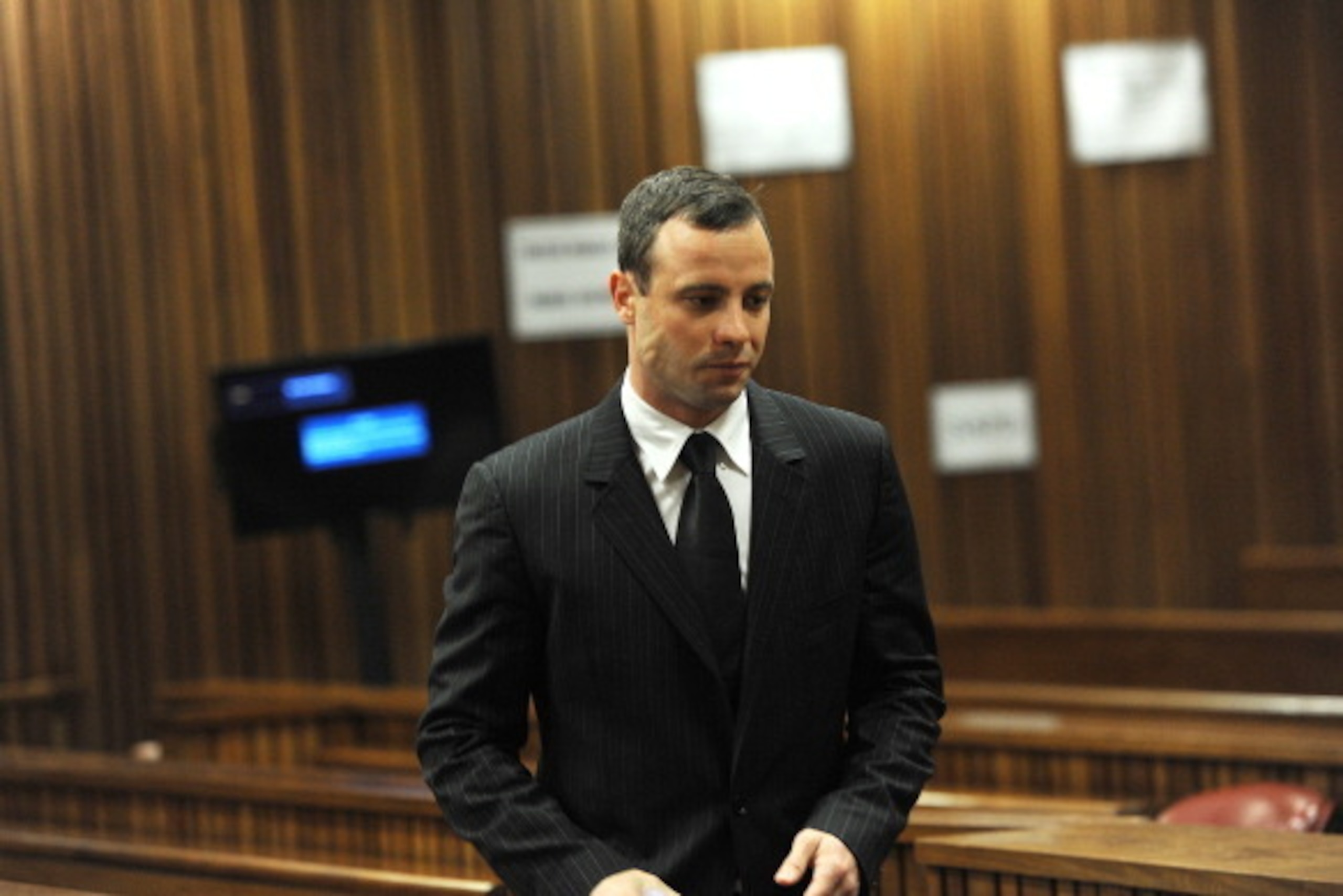 PRETORIA, SOUTH AFRICA -JULY 2: Oscar Pistorius arrives at the Pretoria High Court on July 2, 2014, in Pretoria, South Africa. Oscar Pistorius stands accused of the murder of his girlfriend, Reeva Steenkamp, on February 14, 2013. This is Pistorius' offici