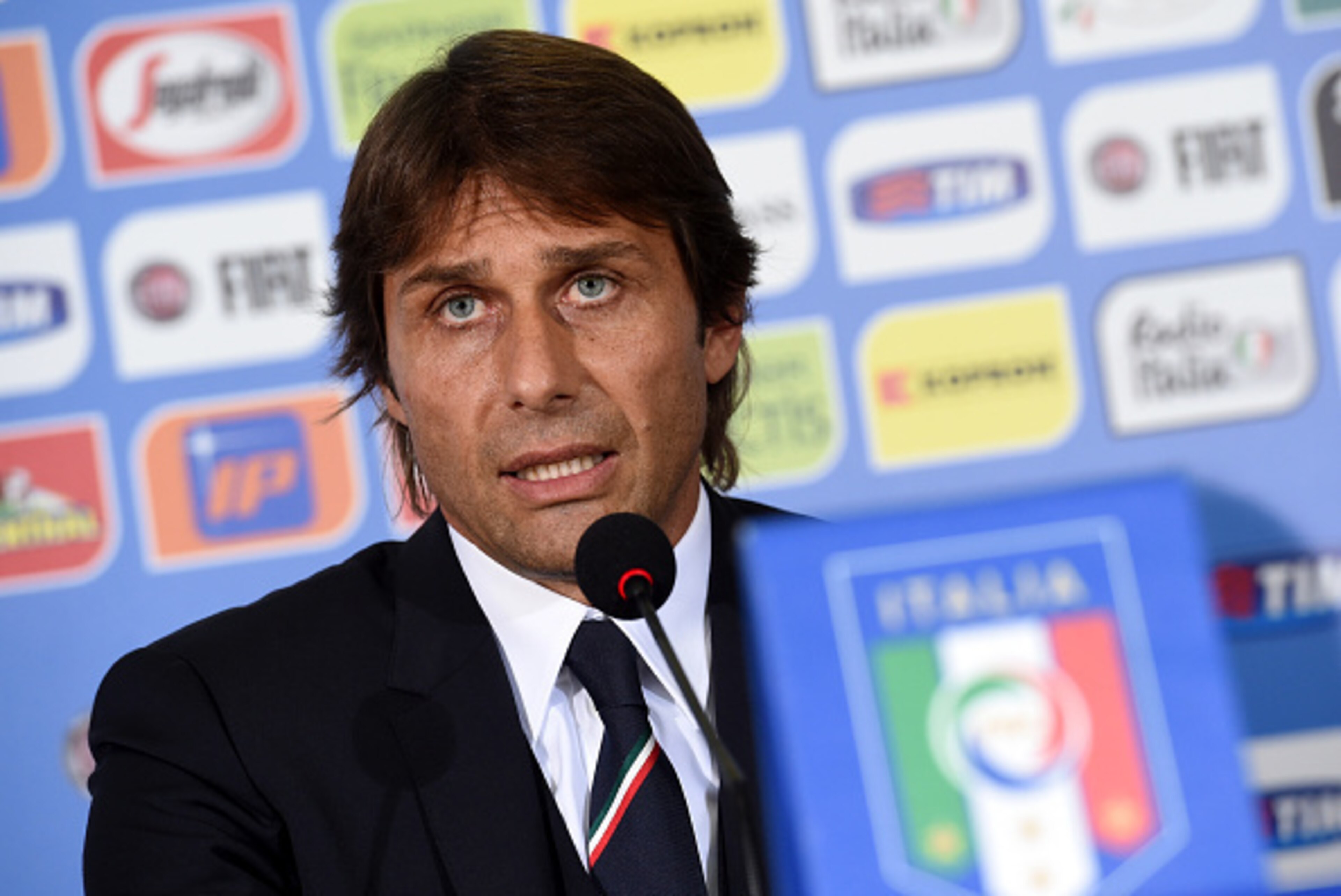 PALERMO, ITALY - OCTOBER 09:  Coach Antonio Conte during Italy Press Conference at Stadio Renzo Barbera on October 9, 2014 in Palermo, Italy.  (Photo by Claudio Villa/Getty Images)