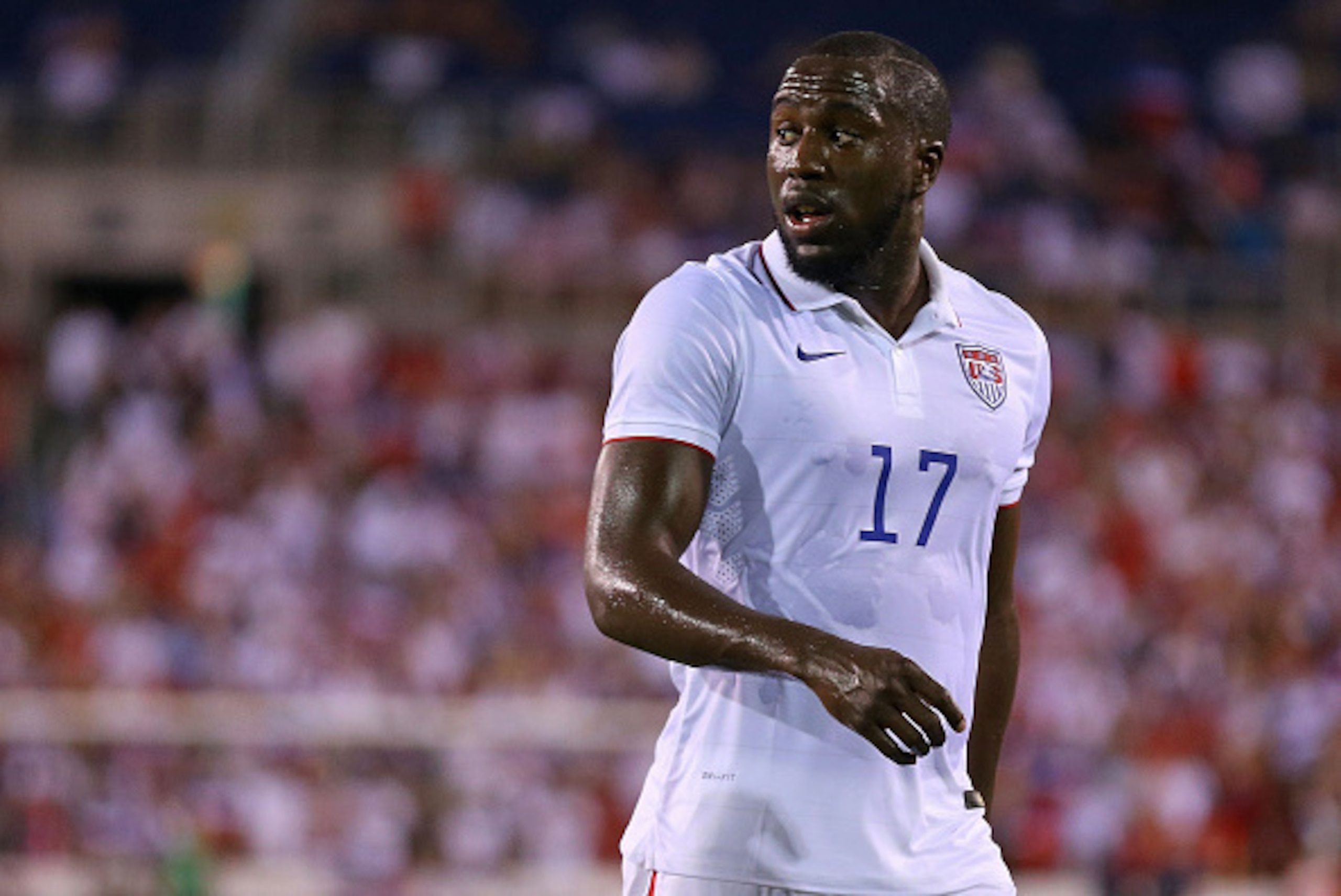 BOCA RATON, FL - OCTOBER 14:  Jozy Altidore #17 of the USA looks on during a game against Honduras at FAU Stadium on October 14, 2014 in Boca Raton, Florida.  (Photo by Mike Ehrmann/Getty Images)