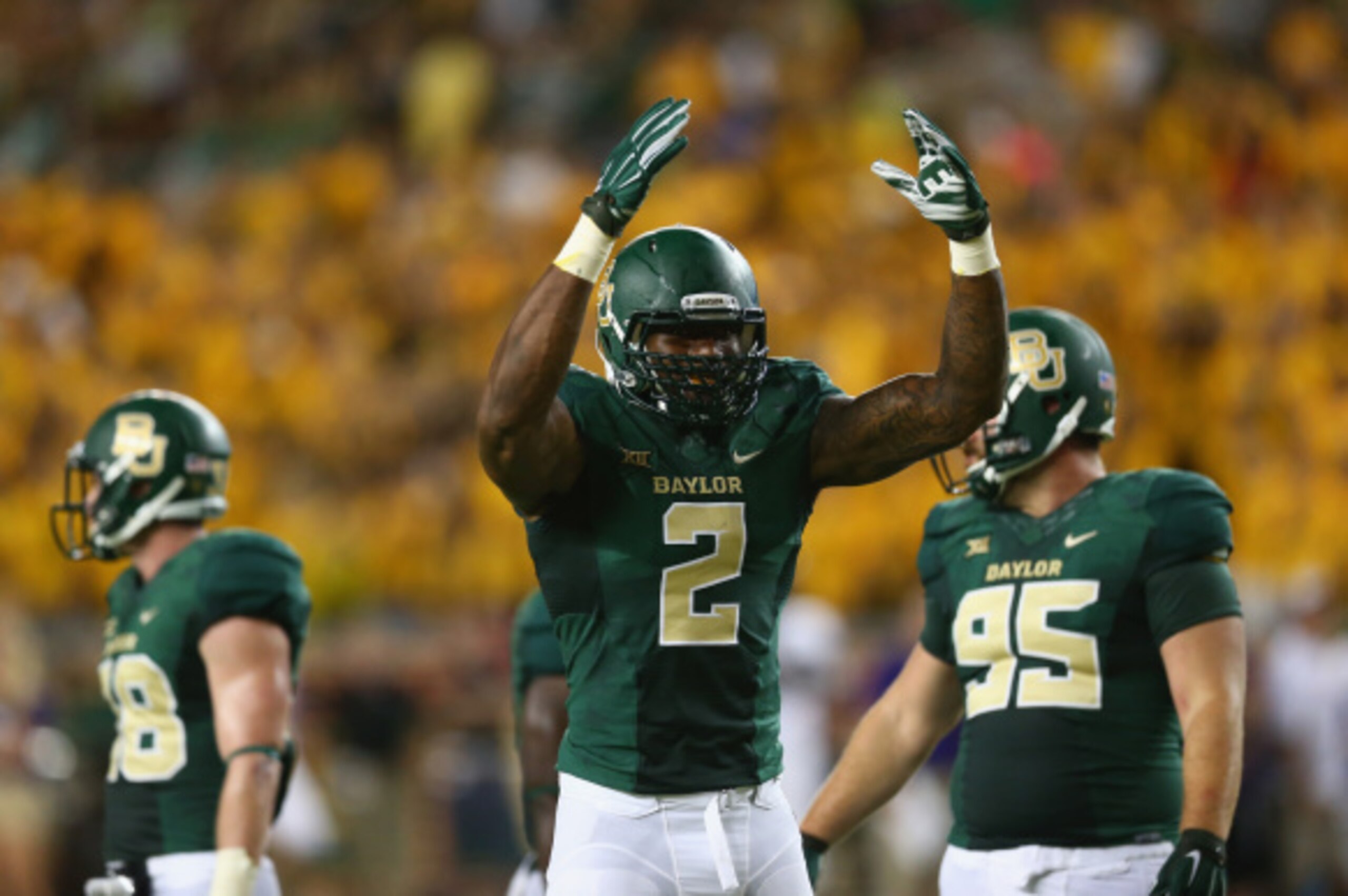 WACO, TX - SEPTEMBER 06:  Shawn Oakman #2 of the Baylor Bears at McLane Stadium on September 6, 2014 in Waco, Texas.  (Photo by Ronald Martinez/Getty Images)