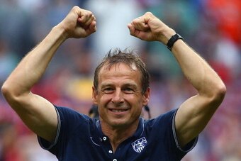 RECIFE, BRAZIL - JUNE 26:  Head coach Jurgen Klinsmann of the United States reacts after being defeated by Germany 1-0 during the 2014 FIFA World Cup Brazil group G match between the United States and Germany at Arena Pernambuco on June 26, 2014 in Recife