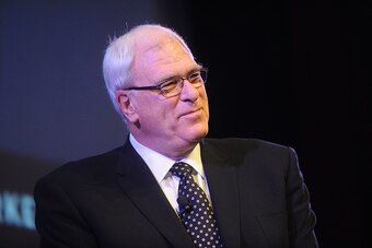 NEW YORK, NY - OCTOBER 12:  Basketball coach Phil Jackson speak on stage at Phil Jackson in Conversation with Ben McGrath at the MasterCard stage at SVA Theatre during The New Yorker Festival 2014 on October 12, 2014 in New York City.  (Photo by Brad Bark