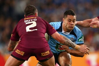 SYDNEY, AUSTRALIA - JUNE 18:  Jarryd Hayne of the Blues during game two of the State of Origin series between the New South Wales Blues and the Queensland Maroons at ANZ Stadium on June 18, 2014 in Sydney, Australia.  (Photo by Mark Nolan/Getty Images)