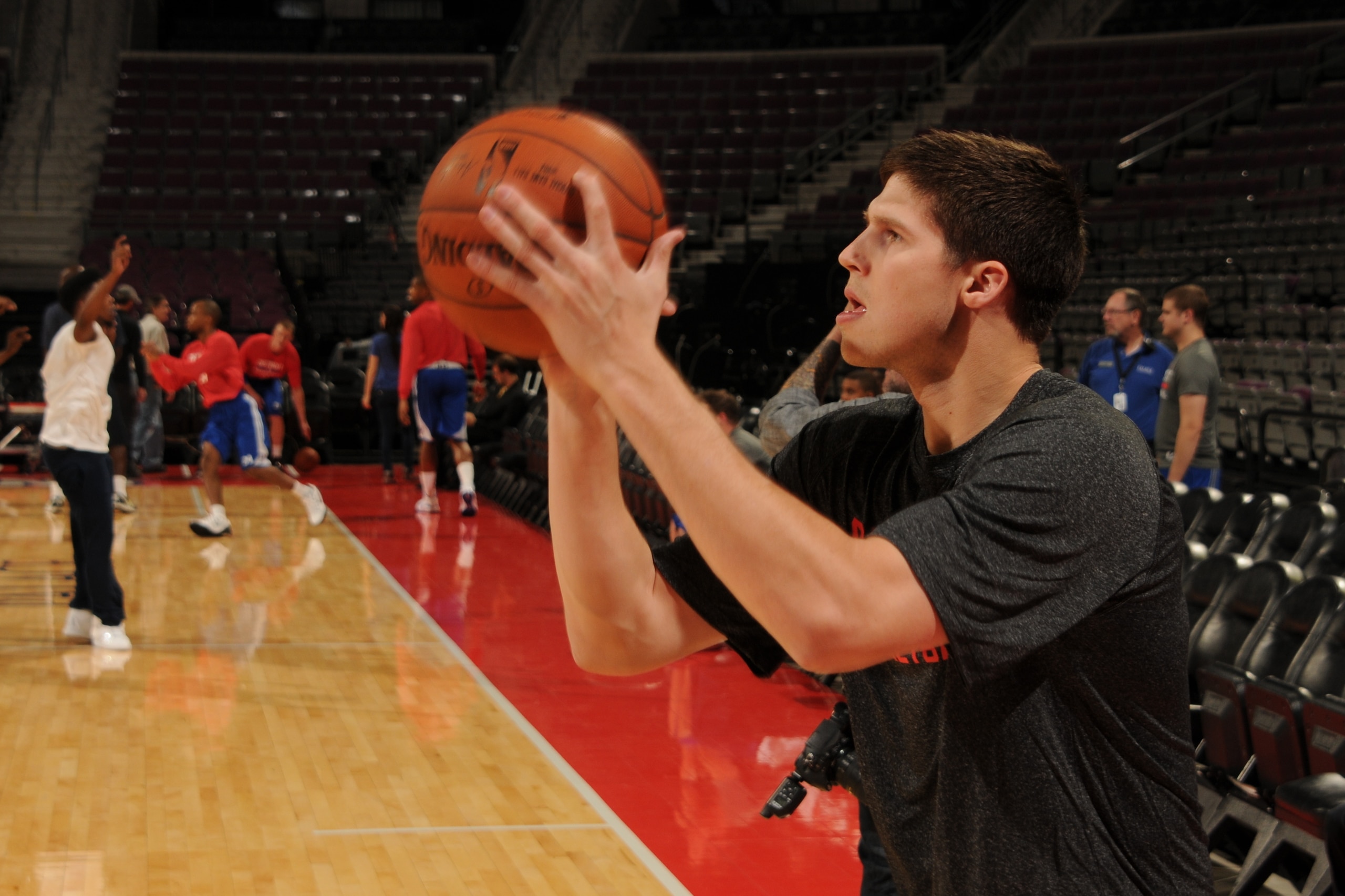 AUBURN HILLS, MI - OCTOBER 7:  Doug McDermott #3 of the Chicago Bulls warms up before the game against the Detroit Pistons at The Palace of Auburn Hills in Auburn Hills, Michigan. NOTE TO USER: User expressly acknowledges and agrees that, by downloading a