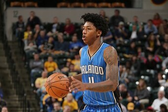 INDIANAPOLIS - OCTOBER 10: Elfrid Payton #4 of the Orlando Magic handles the ball against the Indiana Pacers at Bankers Life Fieldhouse on October 10, 2014 in Indianapolis, Indiana.  NOTE TO USER: User expressly acknowledges and agrees that, by downloadin