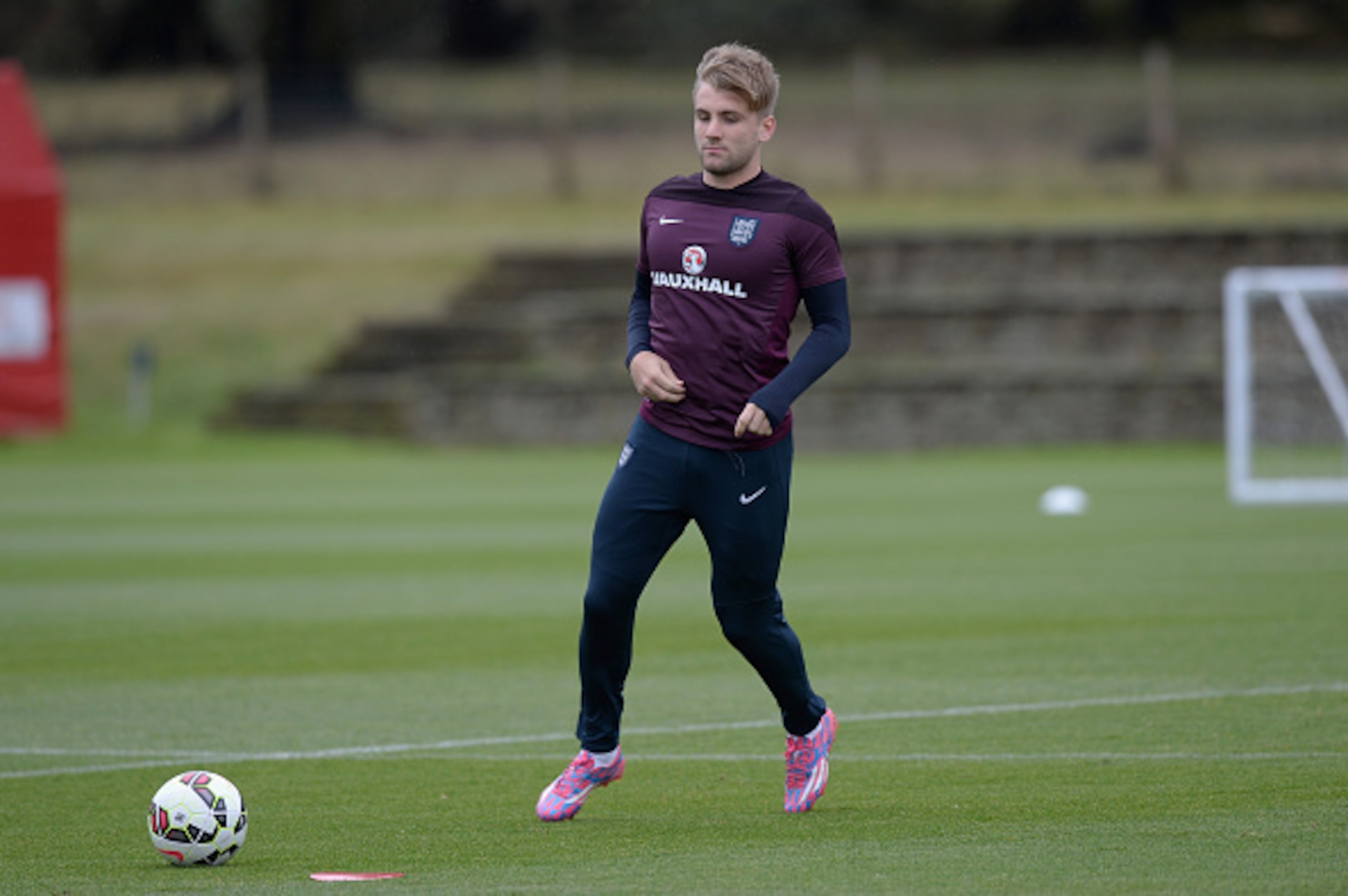 BURTON-UPON-TRENT, ENGLAND - OCTOBER 07:  Luke Shaw of England during an England Under 21 training session at St Georges Park on October 7, 2014 in Burton-upon-Trent, England.  (Photo by Gareth Copley/Getty Images)