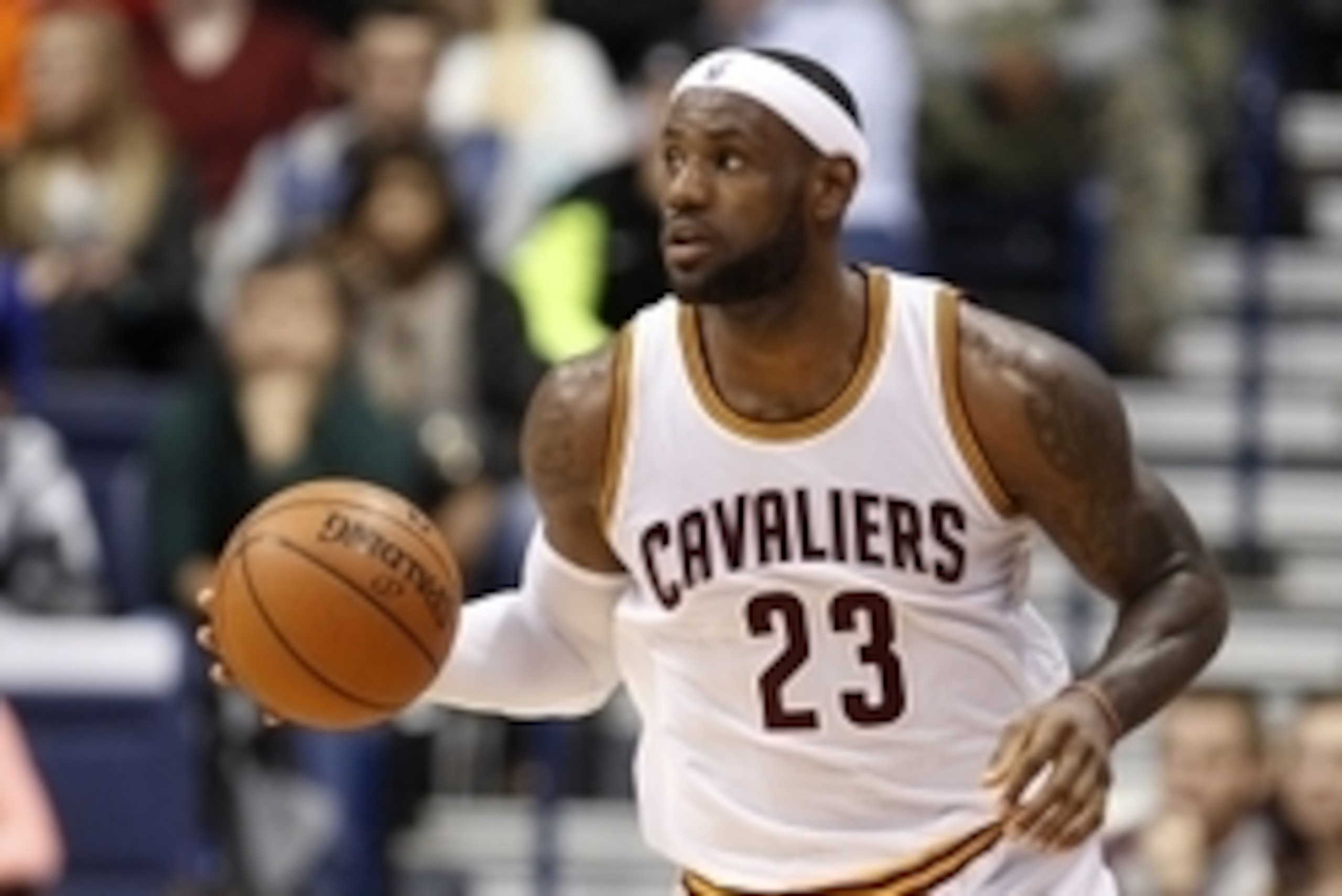 Oct 15, 2014; Cincinnati, OH, USA; Cleveland Cavaliers forward LeBron James (23) brings the ball down court  against the Indiana Pacers during the first half at the Cintas Center. Mandatory Credit: Frank Victores-USA TODAY Sports