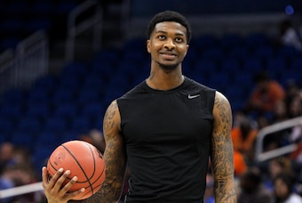 Mar 19, 2014; Orlando, FL, USA; Florida Gators forward Chris Walker during practice before the second round of the 2014 NCAA Tournament at Amway Center. Mandatory Credit: Kim Klement-USA TODAY Sports