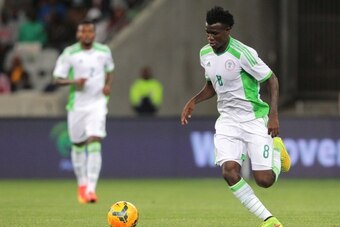 CAPE TOWN, SOUTH AFRICA - SEPTEMBER 10: Nosa Igiebor of Nigeria during the Orange AFCON, Morocco 2015 Final Round Qualifier match between South Africa and Nigeria at Cape Town Stadium on September 10, 2014 in Cape Town, South Africa. (Photo by Carl Fourie
