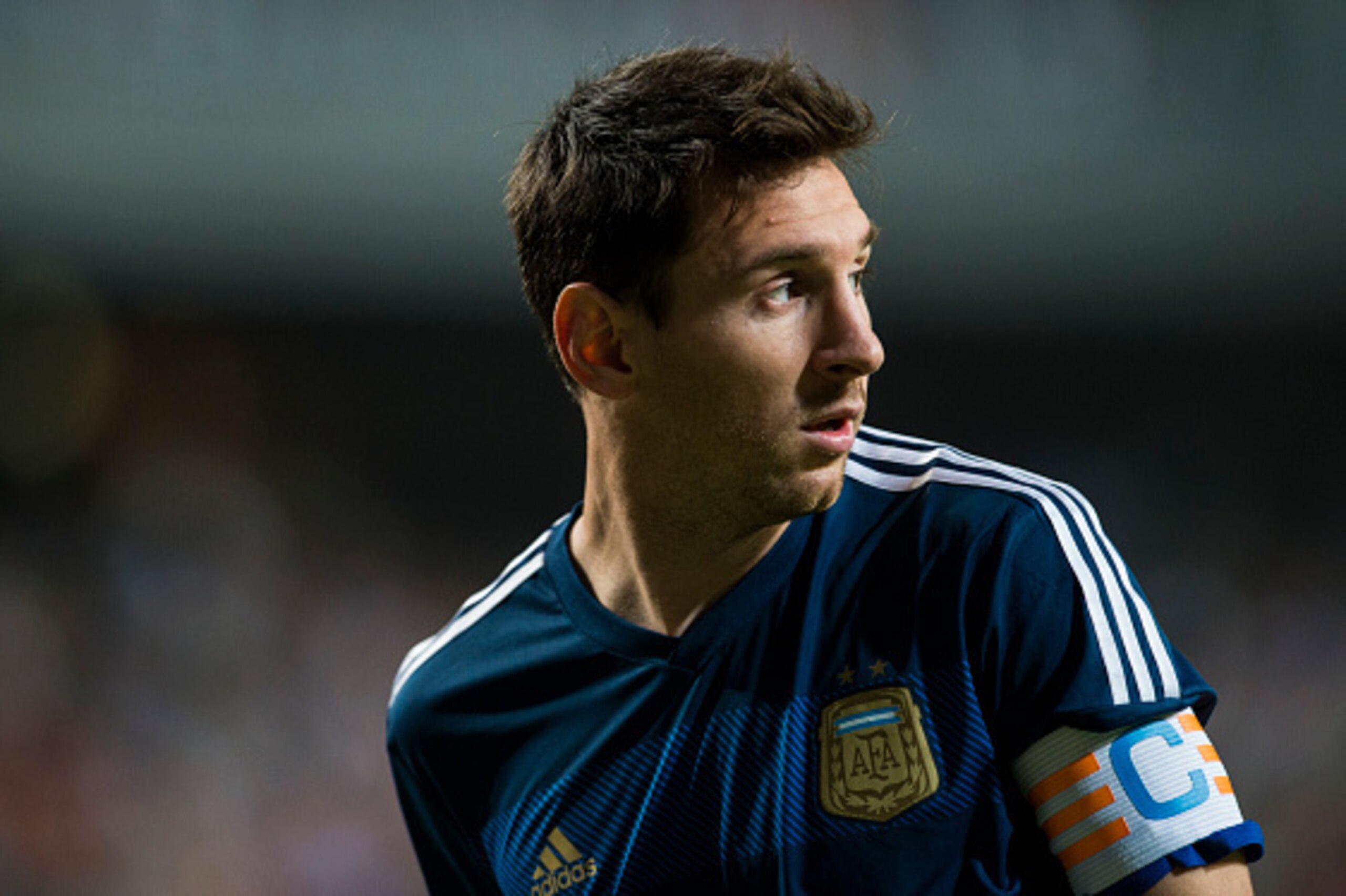 HONG KONG - OCTOBER 14:  Lionel Messi of Argentina in action during the International Friendly Match between Hong Kong and Argentina at the Hong Kong Stadium on October 14, 2014 in Hong Kong, Hong Kong.  (Photo by Victor Fraile/Getty Images)