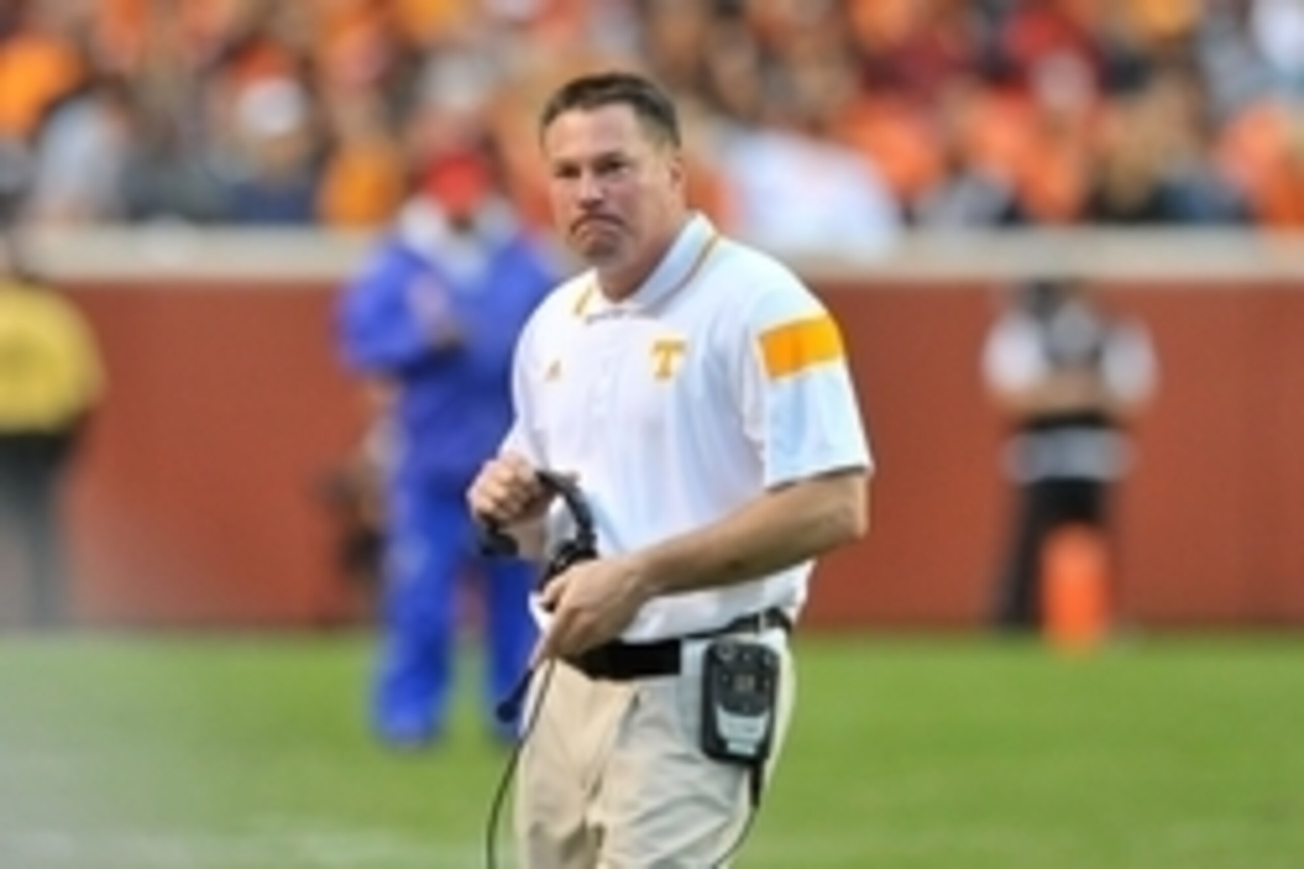 Oct 11, 2014; Knoxville, TN, USA; Tennessee Volunteers head coach Butch Jones on the sideline against the Chattanooga Mocs during the second half at Neyland Stadium. Tennessee won 45-10. Mandatory Credit: Jim Brown-USA TODAY Sports