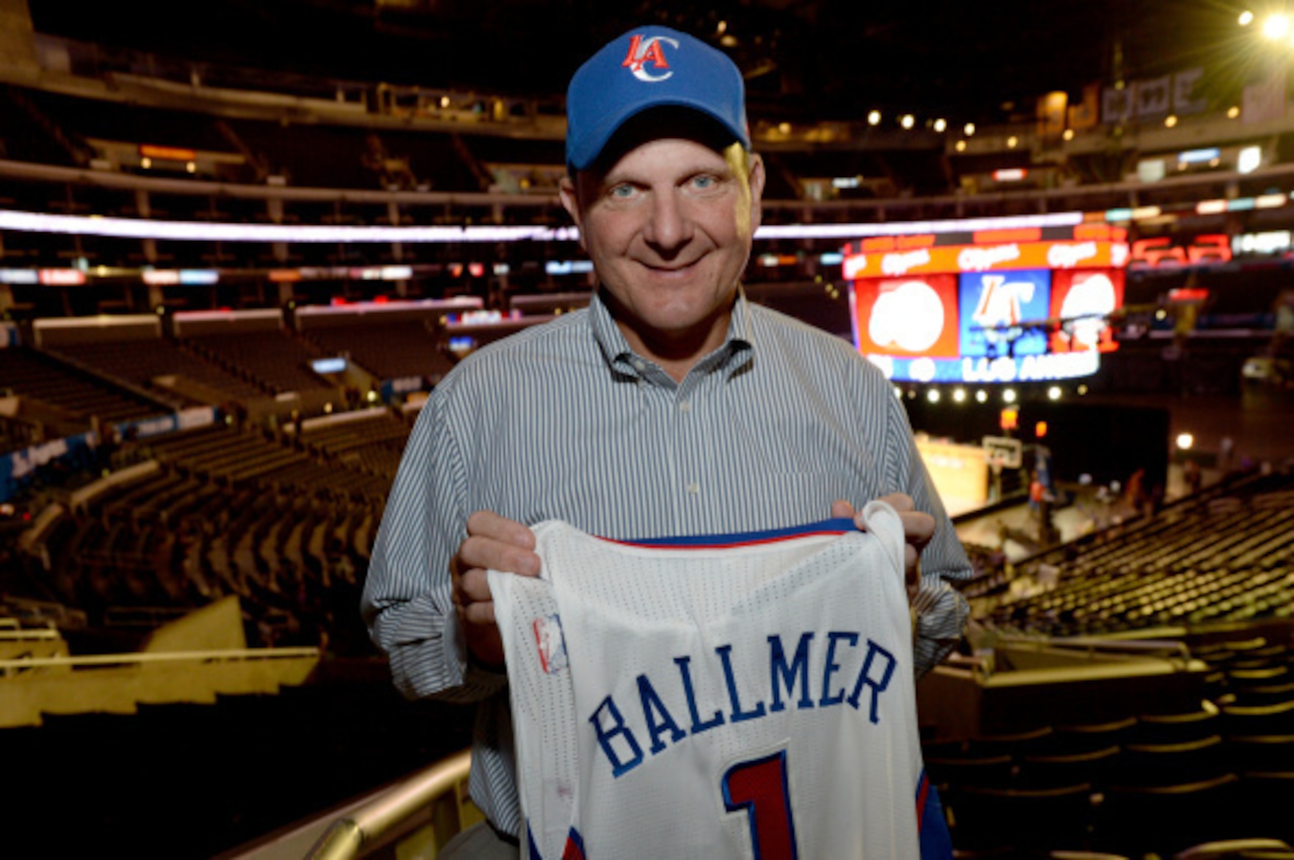LOS ANGELES, CA - AUGUST 18: Steve Ballmer, Owner of the Los Angeles Clippers, poses for a photo at STAPLES Center on August 18, 2014 in Los Angeles, California. NOTE TO USER: User expressly acknowledges and agrees that, by downloading and/or using this P