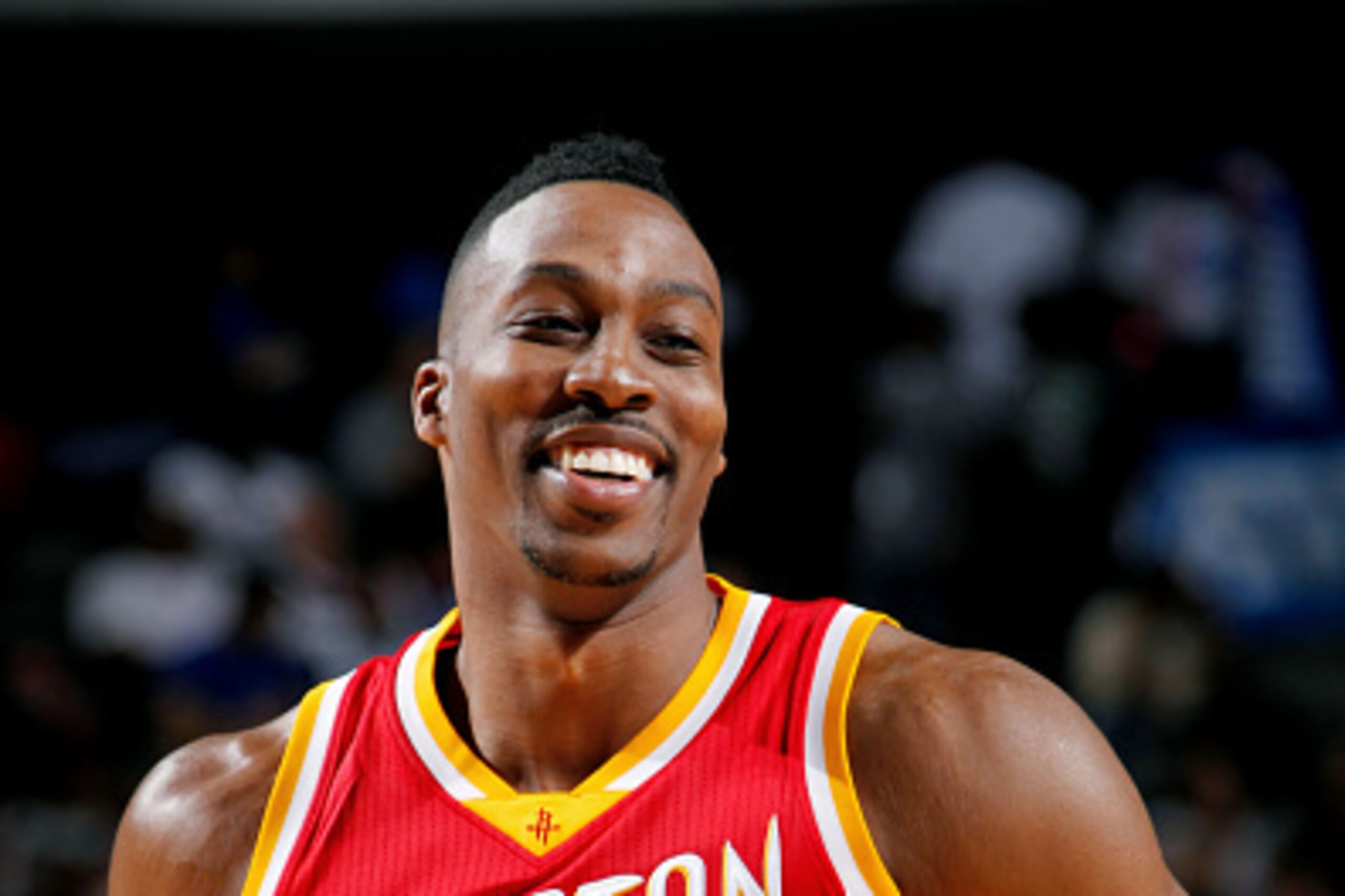 DALLAS, TX - OCTOBER 7: Dwight Howard #12 of the Houston Rockets runs down the court during a game against the Dallas Mavericks on October 7, 2014 at the American Airlines Center in Dallas, Texas. NOTE TO USER: User expressly acknowledges and agrees that,