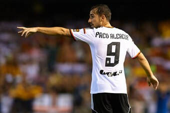 VALENCIA, SPAIN - AUGUST 29:  Paco Alcacer of Valencia reacts during the La Liga match between Valencia CF and Malaga CF at Estadi de Mestalla on August 29, 2014 in Valencia, Spain.  (Photo by Manuel Queimadelos Alonso/Getty Images)
