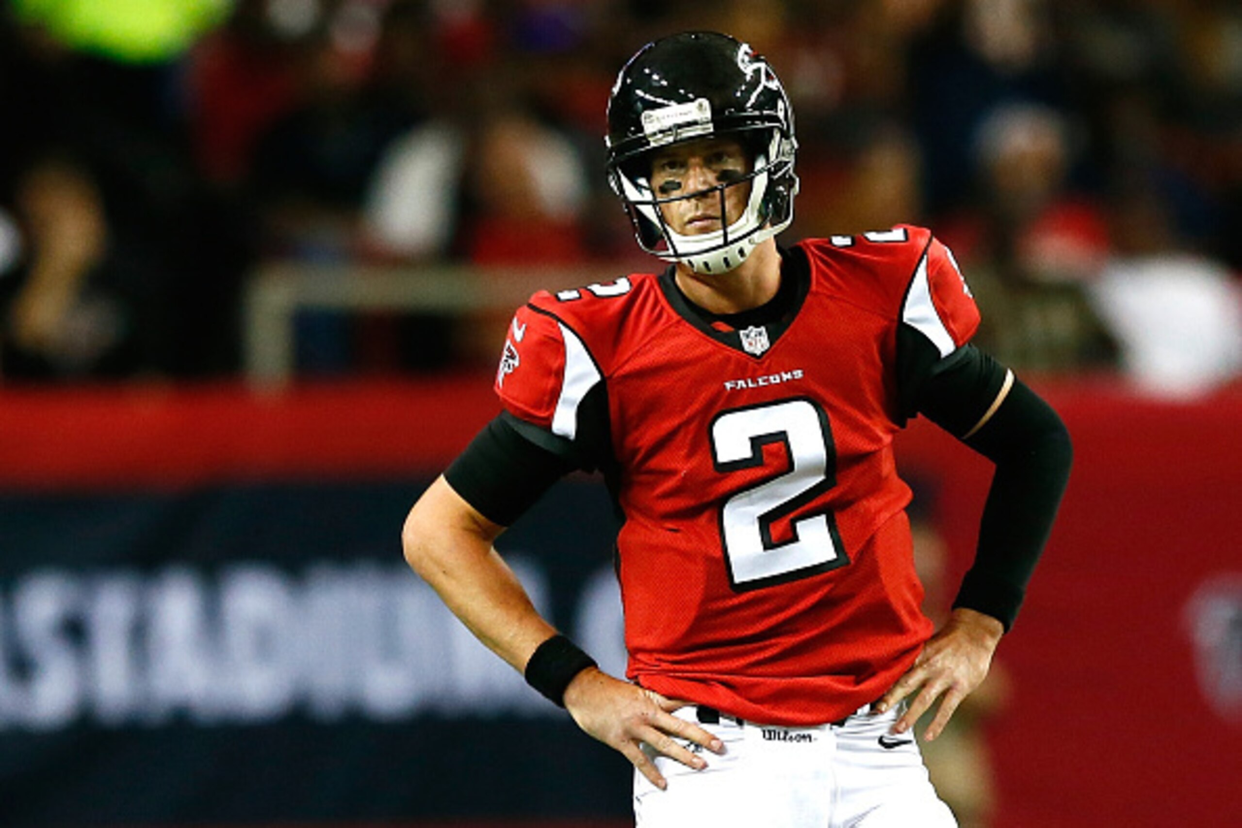 ATLANTA, GA - OCTOBER 12: Matt Ryan #2 of the Atlanta Falcons reacts after being pressured by the Chicago Bears at Georgia Dome on October 12, 2014 in Atlanta, Georgia. (Photo by Kevin C. Cox/Getty Images) ATLANTA, GA - OCTOBER 12: Matt Ryan #2 of the Atlanta Falcons reacts after being pressured by the Chicago Bears at Georgia Dome on October 12, 2014 in Atlanta, Georgia. (Photo by Kevin C. Cox/Getty Images)