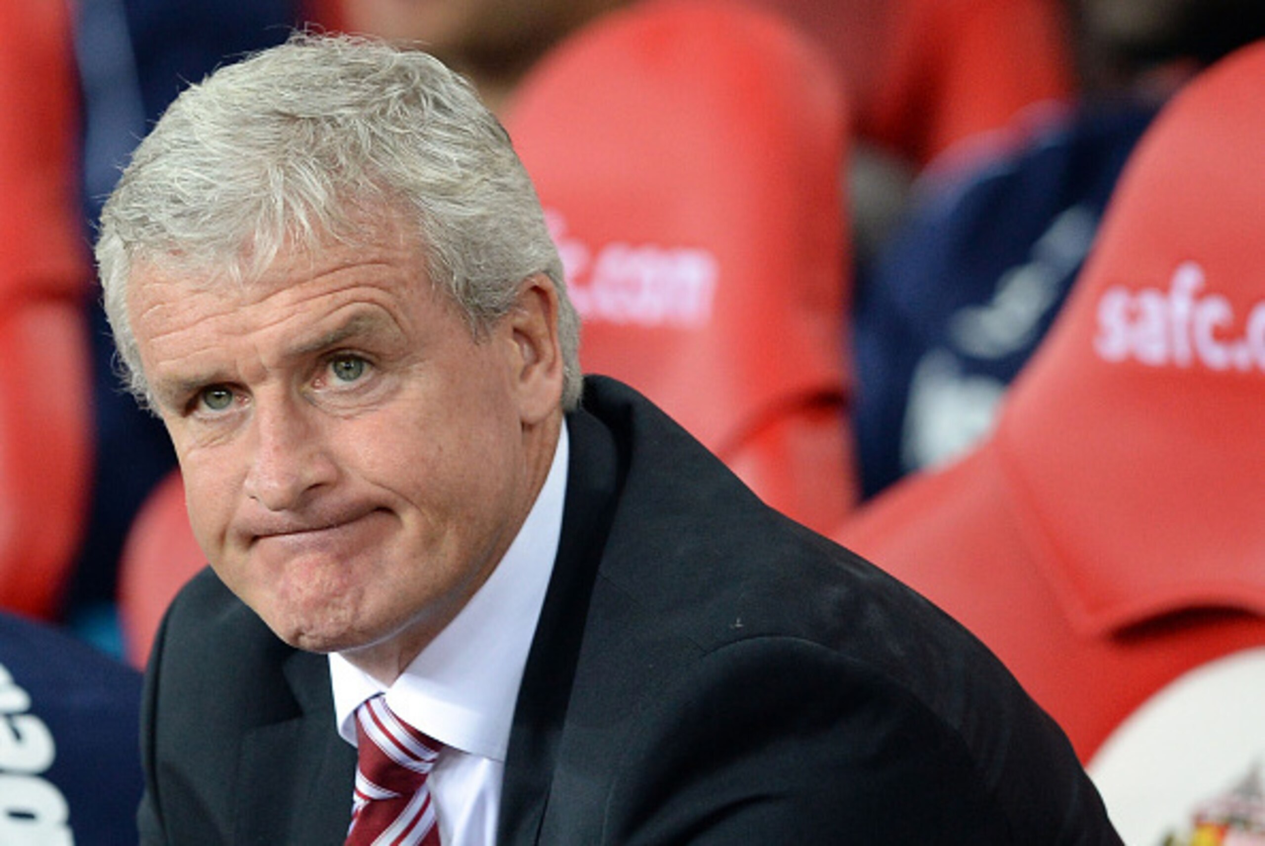 SUNDERLAND, ENGLAND - SEPTEMBER 23: Mark Hughes manager of Stoke City reacts ahead of their Capital One Cup Third Round between Sunderland and Stoke City at the Stadium of Light on September 23, 2014 in Sunderland, England. (Photo by Nigel Roddis/Getty I SUNDERLAND, ENGLAND - SEPTEMBER 23: Mark Hughes manager of Stoke City reacts ahead of their Capital One Cup Third Round between Sunderland and Stoke City at the Stadium of Light on September 23, 2014 in Sunderland, England. (Photo by Nigel Roddis/Getty I