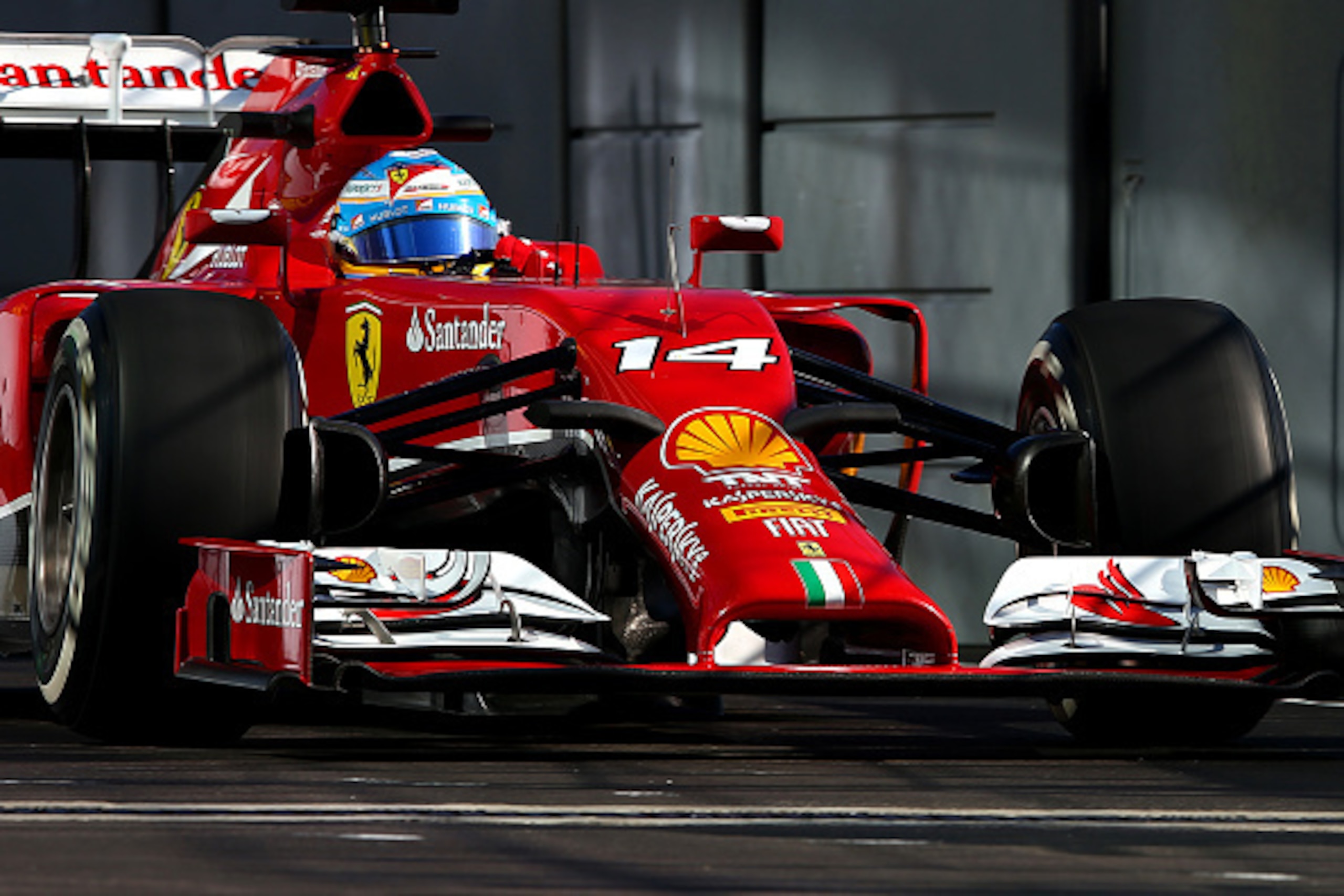 SOCHI, RUSSIA - OCTOBER 10:  Fernando Alonso of Spain and Ferrari drives during practice ahead of the Russian Formula One Grand Prix at Sochi Autodrom on October 10, 2014 in Sochi, Russia.  (Photo by Mark Thompson/Getty Images)