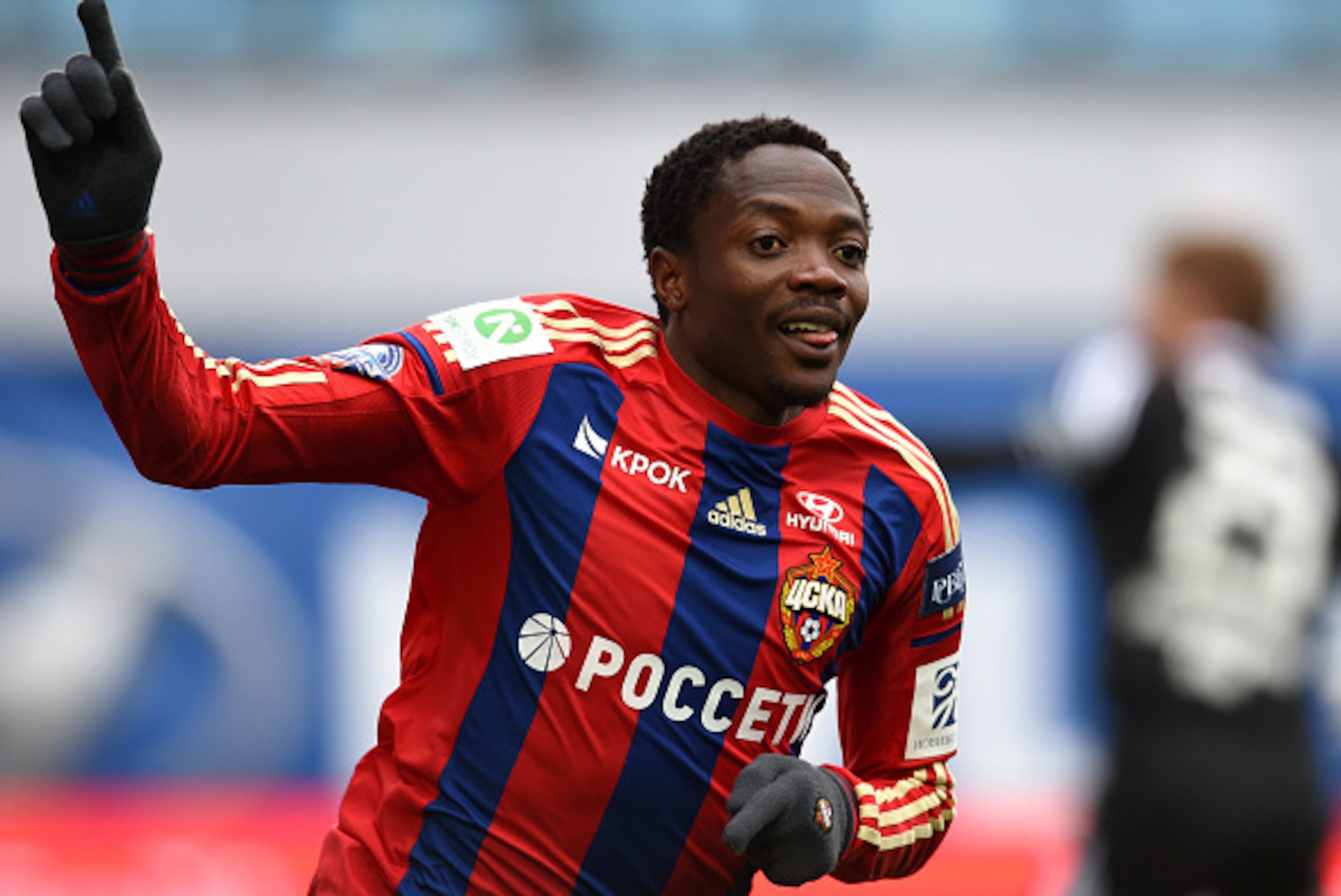 KHIMKI, RUSSIA - OCTOBER 18: Ahmed Musa of PFC CSKA Moscow celebrates after scoring a goal during the Russian Premier League match between PFC CSKA Moscow and FC Kuban Krasnodar at the Arena Khimki Stadium on October 18, 2014 in Khimki, Russia. (Photo by KHIMKI, RUSSIA - OCTOBER 18: Ahmed Musa of PFC CSKA Moscow celebrates after scoring a goal during the Russian Premier League match between PFC CSKA Moscow and FC Kuban Krasnodar at the Arena Khimki Stadium on October 18, 2014 in Khimki, Russia. (Photo by