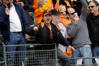 SAN FRANCISCO, CA - OCTOBER 14:  Singer Steve Perry performs during Game Three of the National League Championship Series at AT&T Park on October 14, 2014 in San Francisco, California.  (Photo by Ezra Shaw/Getty Images)