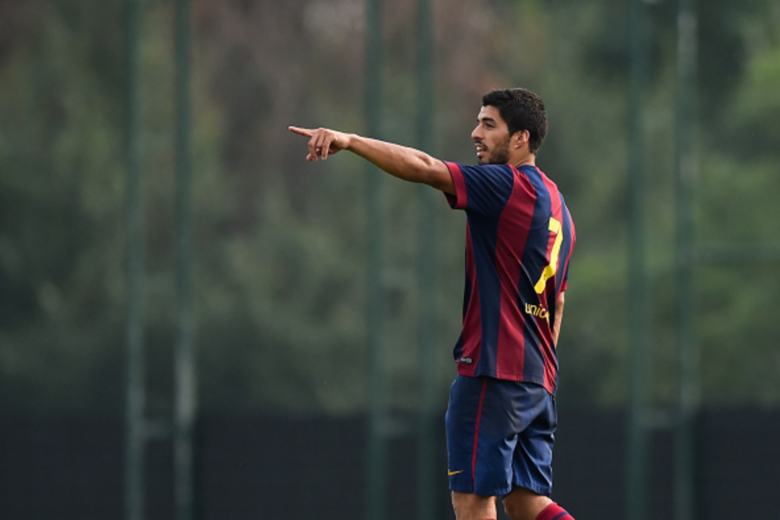 BARCELONA, SPAIN - SEPTEMBER 24: Luis Suarez of FC Barcelona reacts during a friendly match between FC Barcelona B and Indonesia U19 at Ciutat Esportiva on September 24, 2014 in Barcelona, Spain. (Photo by David Ramos/Getty Images) BARCELONA, SPAIN - SEPTEMBER 24: Luis Suarez of FC Barcelona reacts during a friendly match between FC Barcelona B and Indonesia U19 at Ciutat Esportiva on September 24, 2014 in Barcelona, Spain. (Photo by David Ramos/Getty Images)