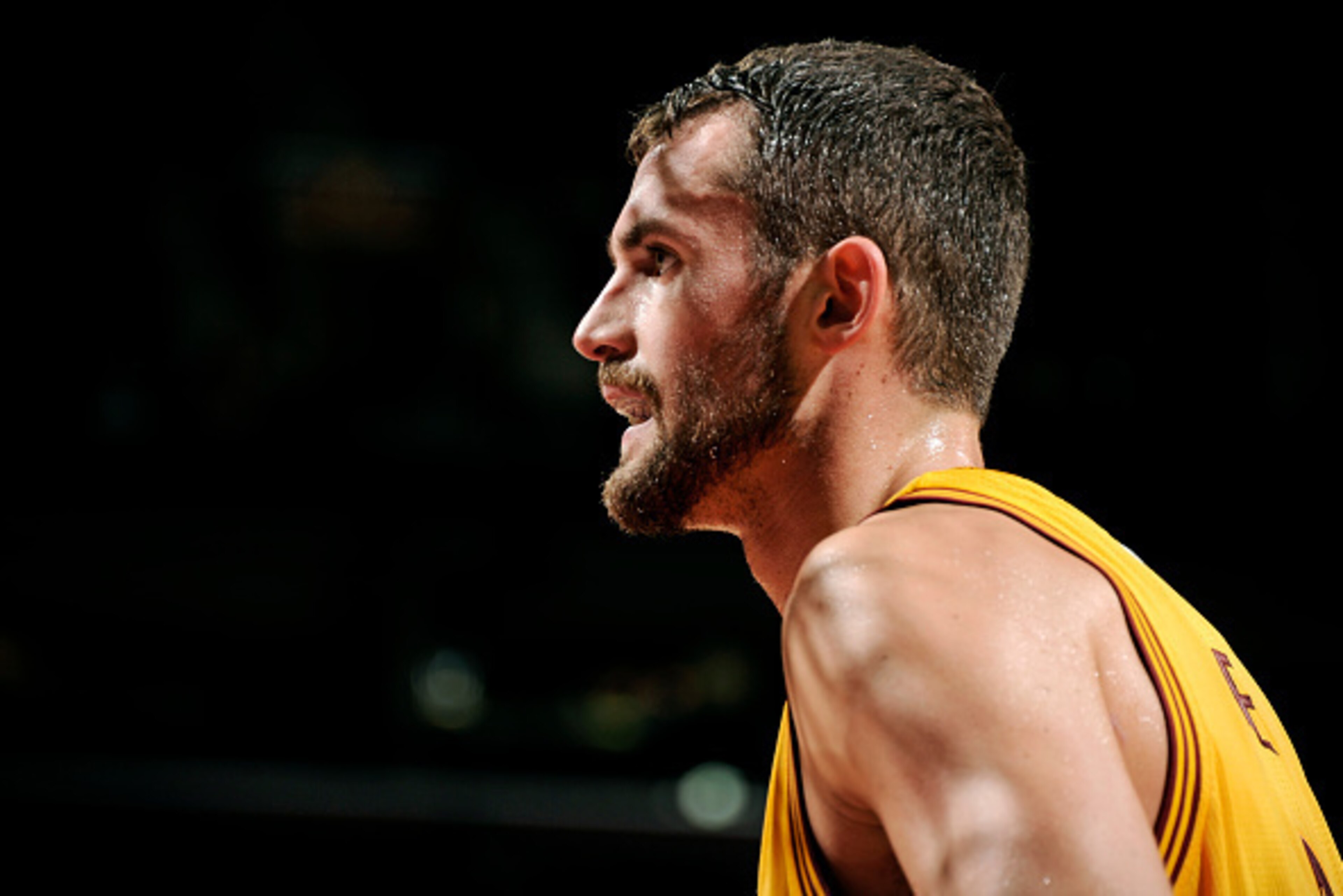 CLEVELAND, OH - OCTOBER 14: Kevin Love #0 of the Cleveland Cavaliers stands on the court during a game against the Milwaukee Bucks at The Quicken Loans Arena on October 14, 2014 in Cleveland, Ohio. NOTE TO USER: User expressly acknowledges and agrees that CLEVELAND, OH - OCTOBER 14: Kevin Love #0 of the Cleveland Cavaliers stands on the court during a game against the Milwaukee Bucks at The Quicken Loans Arena on October 14, 2014 in Cleveland, Ohio. NOTE TO USER: User expressly acknowledges and agrees that