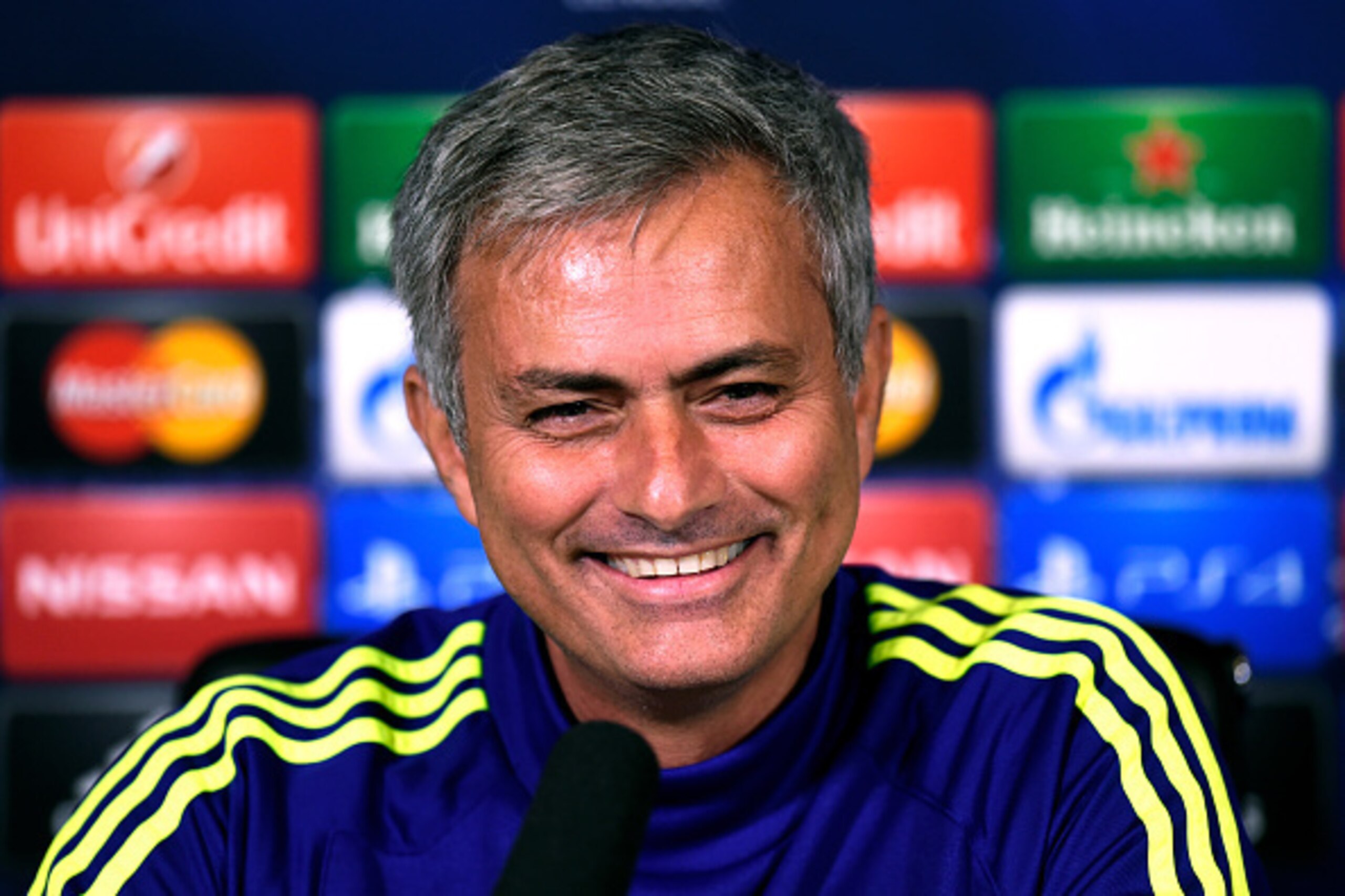 LONDON, ENGLAND - OCTOBER 20:  Chelsea manager Jose Mourinho speaks to the media during the Chelsea FC Press Conference ahead of the UEFA Champions League Group G match against NK Maribor at the Chelsea training ground on October 20, 2014 in Cobham, Unite