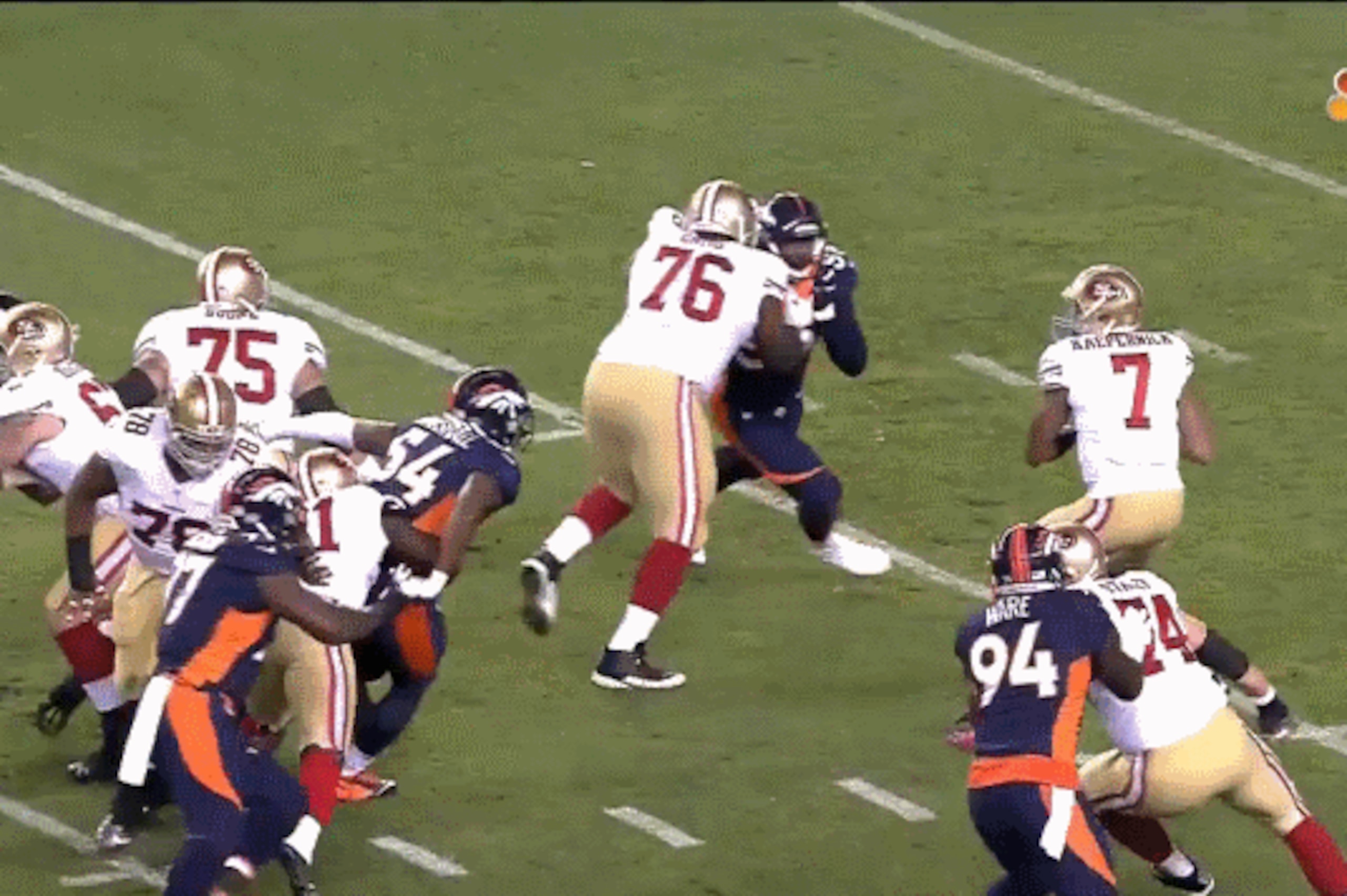 Brandon Marshall bursting up the middle Brandon Marshall bursting up the middle