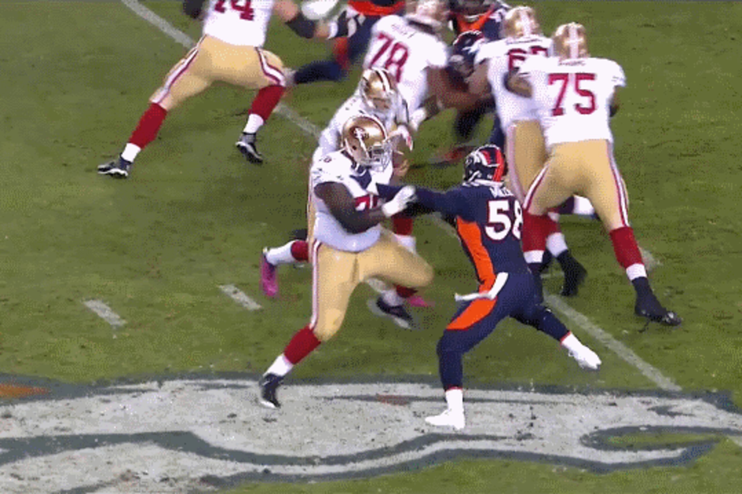 Von Miller threatening Kaepernick Von Miller threatening Kaepernick