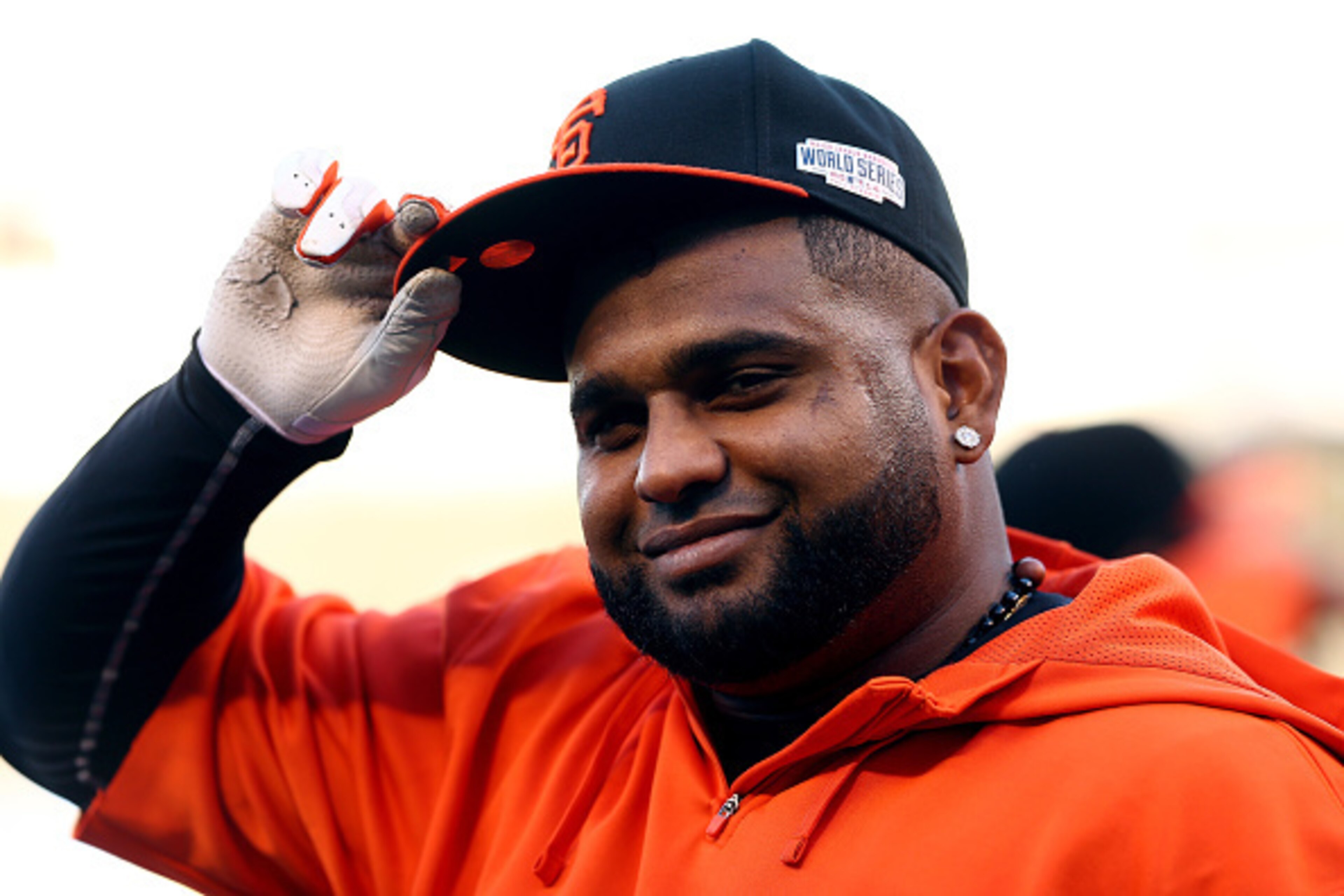 KANSAS CITY, MO - OCTOBER 20: Pablo Sandoval #48 of the San Francisco Giants practices during the 2014 World Series Media Day at Kauffman Stadium on October 20, 2014 in Kansas City, Missouri. (Photo by Elsa/Getty Images) KANSAS CITY, MO - OCTOBER 20: Pablo Sandoval #48 of the San Francisco Giants practices during the 2014 World Series Media Day at Kauffman Stadium on October 20, 2014 in Kansas City, Missouri. (Photo by Elsa/Getty Images)