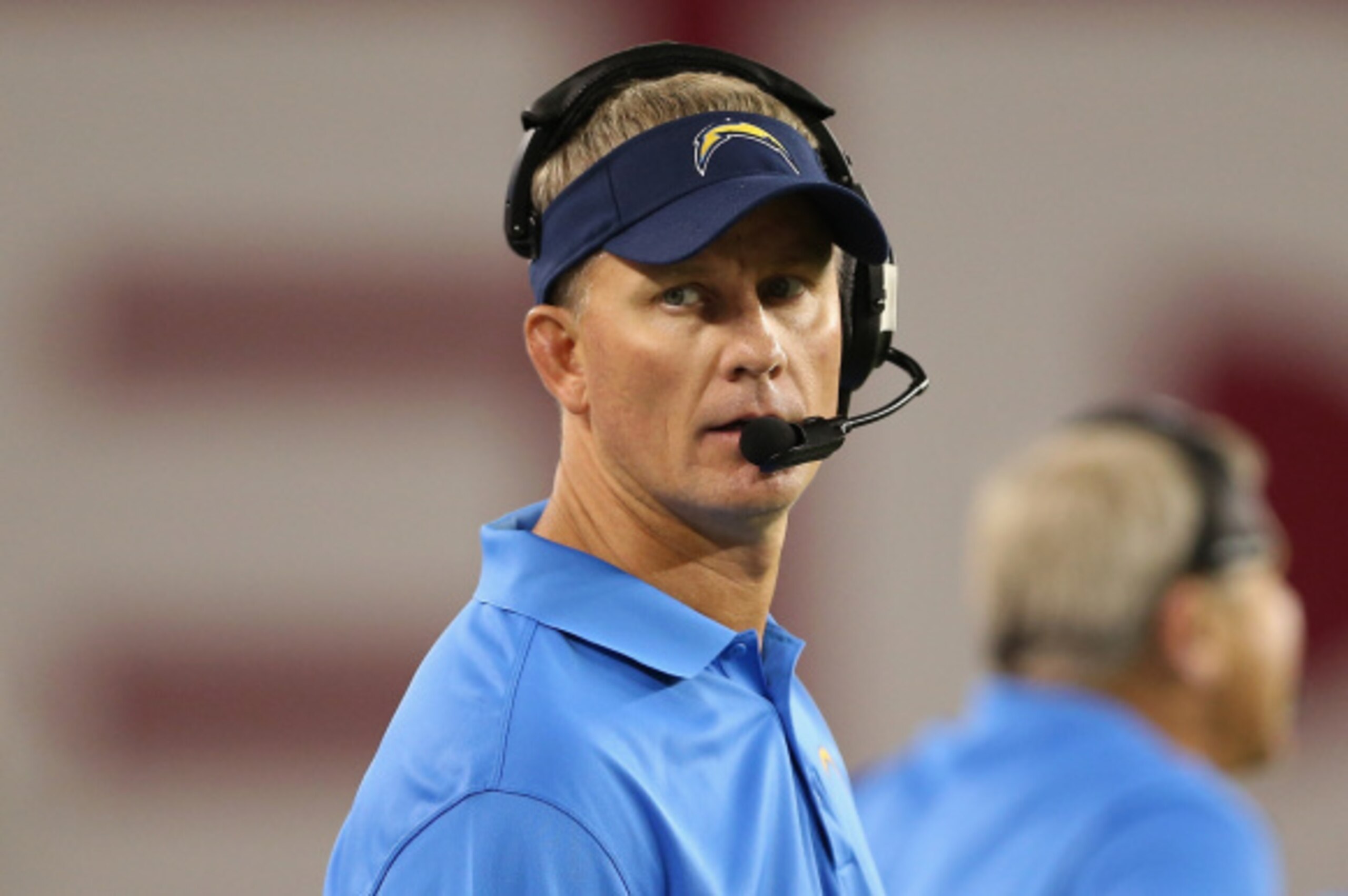 GLENDALE, AZ - SEPTEMBER 08:  Head coach Mike McCoy of the San Diego Chargers reacts on the sidelines during the NFL game against the Arizona Cardinals at the University of Phoenix Stadium on September 8, 2014 in Glendale, Arizona. The Cardinals defeated 