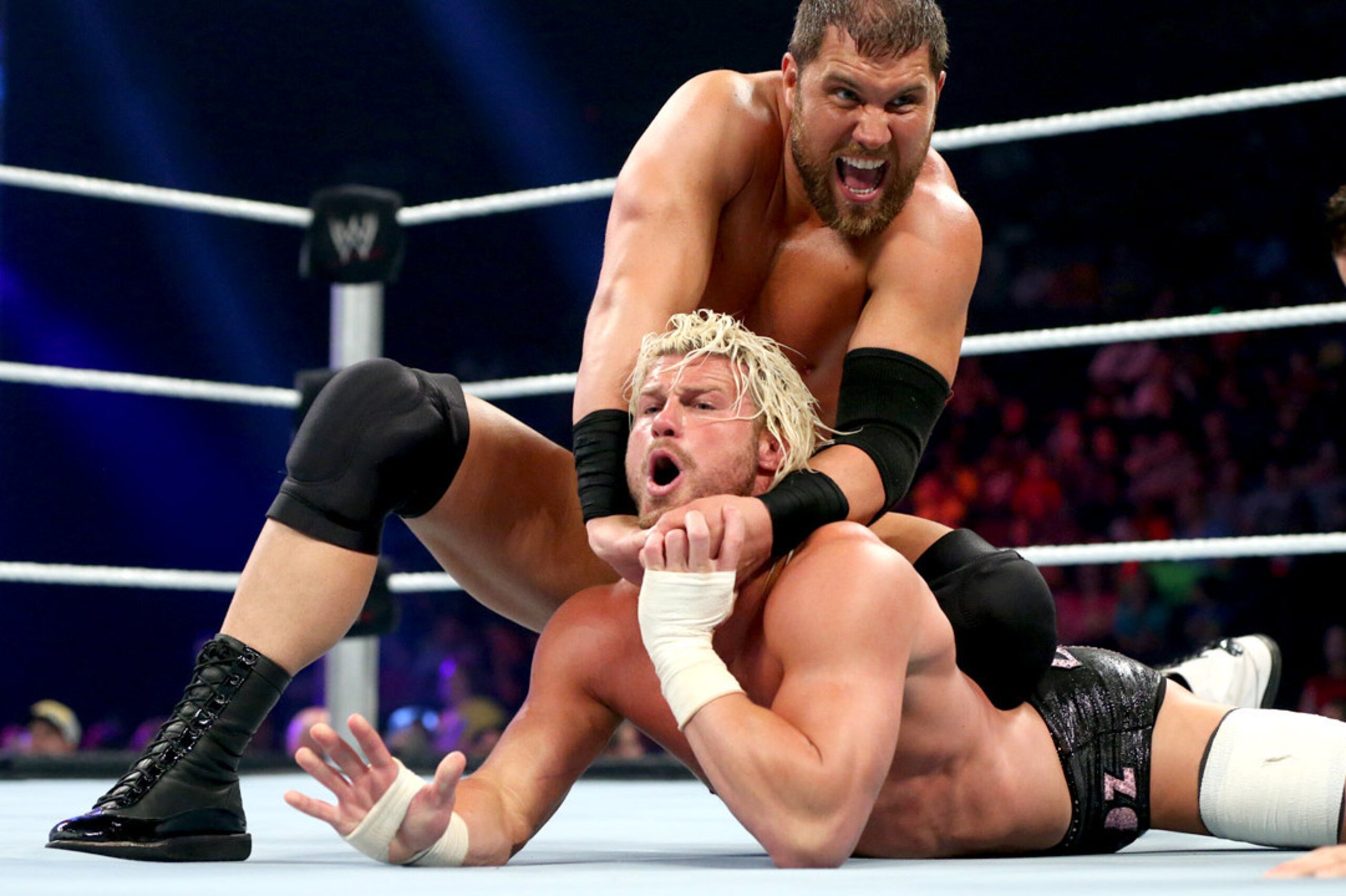 Curtis Axel in control of Dolph Ziggler. Curtis Axel in control of Dolph Ziggler.