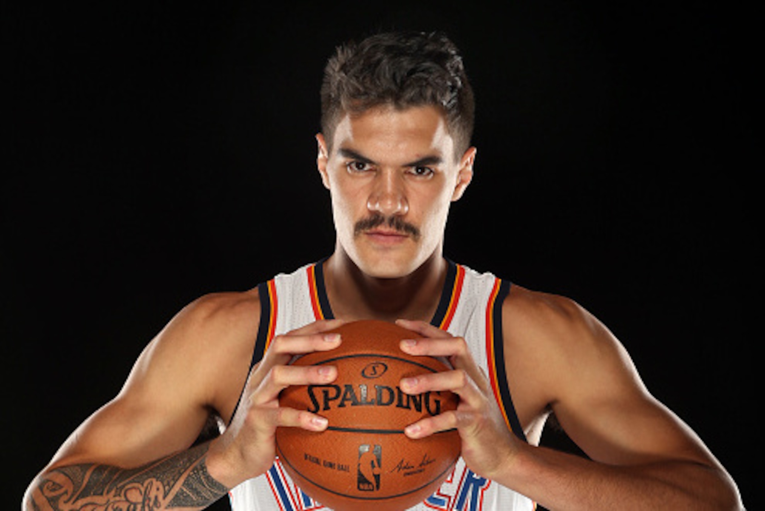 OKLAHOMA CITY, OK - SEPTEMBER 29:  Oklahoma City Thunder Steven Adams #12 poses for a portrait during 2014 NBA Media Day on September 29, 2014 at the Thunder Events Center in Edmond, Oklahoma. NOTE TO USER: User expressly acknowledges and agrees that, by 