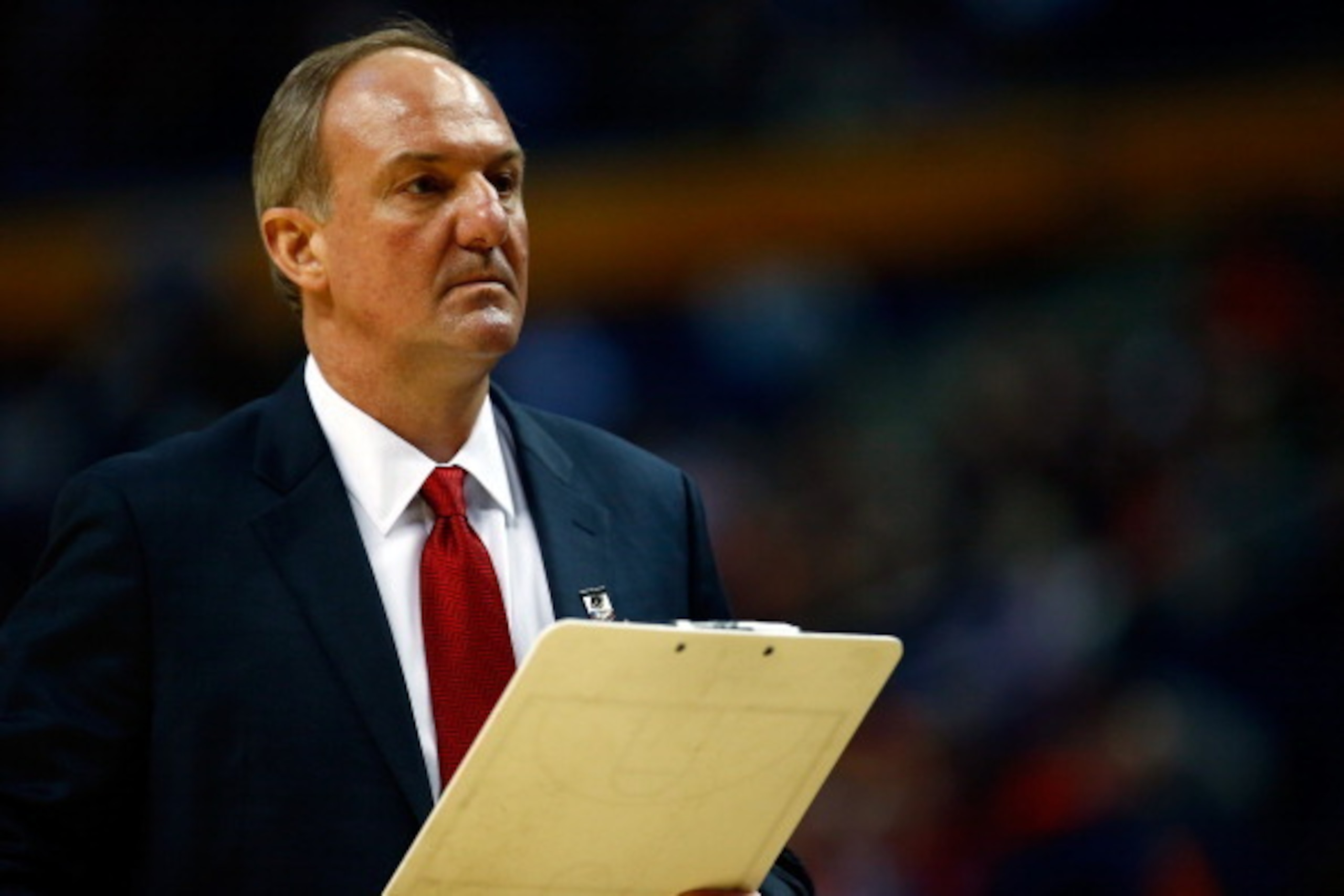 BUFFALO, NY - MARCH 20: Head coach Thad Matta of the Ohio State Buckeyes looks on during the second round of the 2014 NCAA Men's Basketball Tournament against the Dayton Flyers at the First Niagara Center on March 20, 2014 in Buffalo, New York.  (Photo by