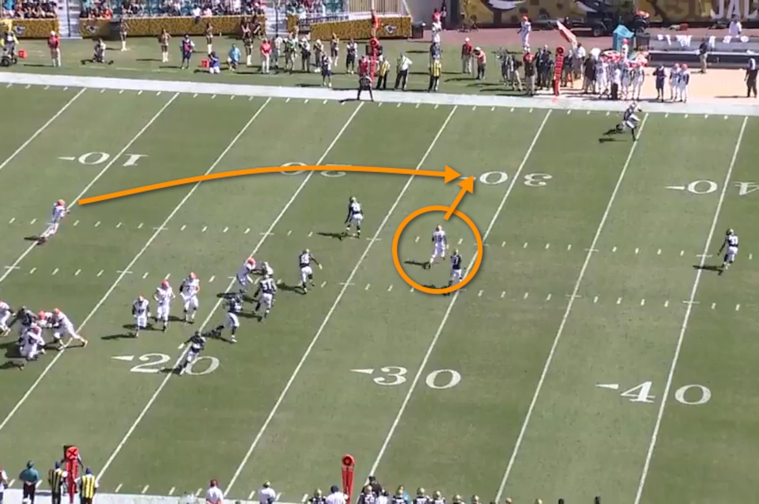Brian Hoyer found multiple targets wide open on bootleg crossers