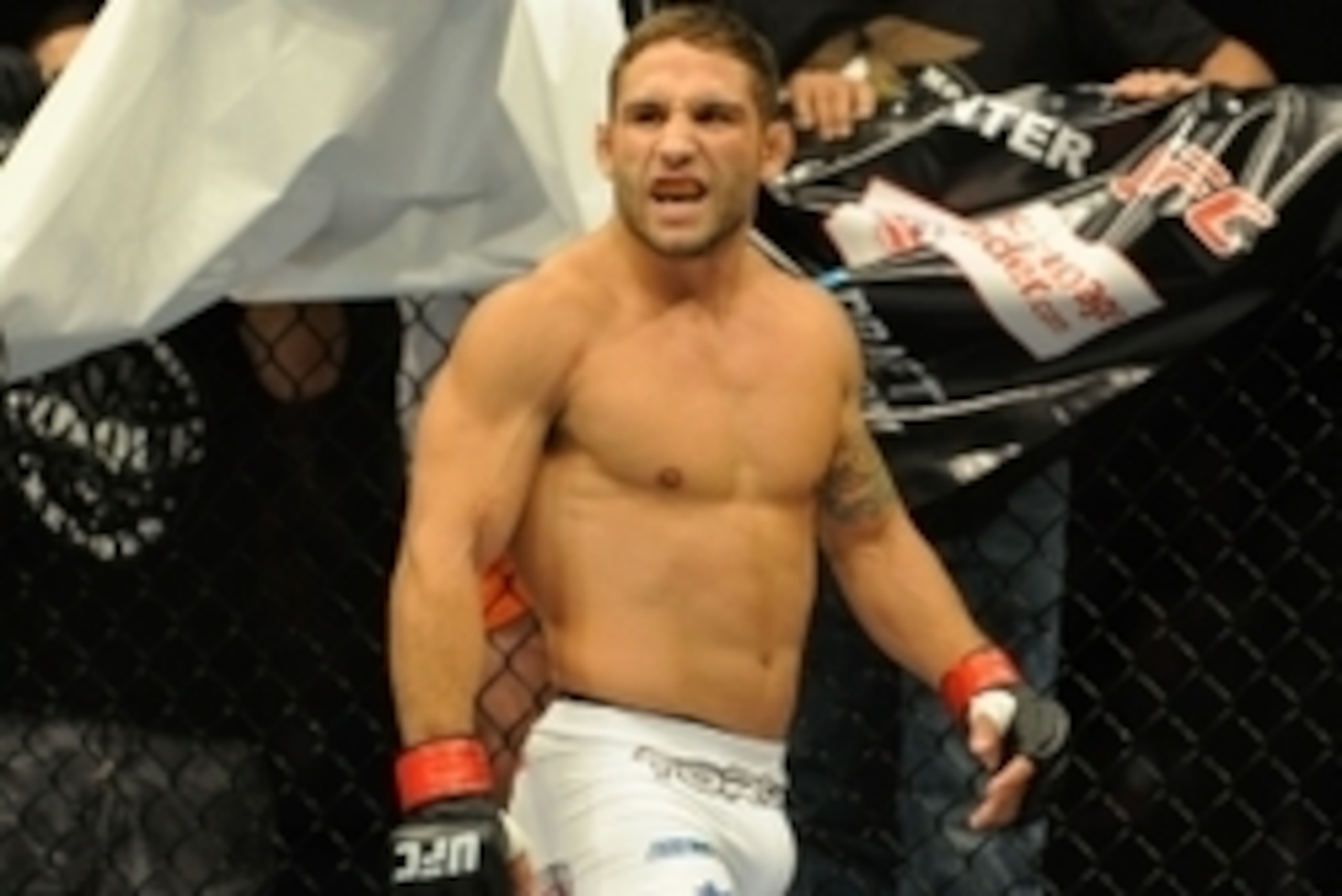 Aug 31, 2013; Milwaukee, WI, USA;  Chad Mendes gets ready to fight during the UFC-164 bout at BMO Harris Bradley Center. Mandatory Credit: Benny Sieu-USA TODAY Sports