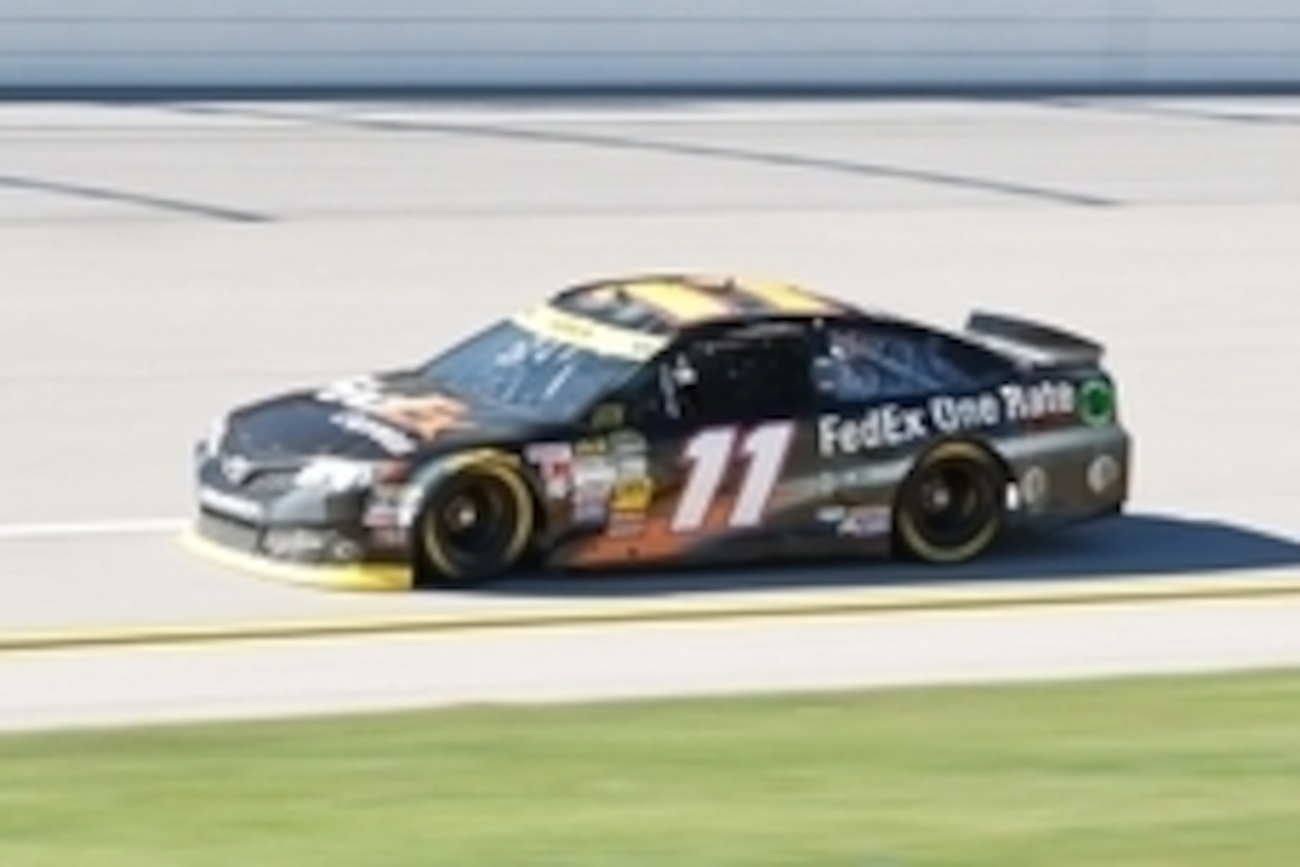 Oct 17, 2014; Talladega, AL, USA; Sprint Cup Series driver Denny Hamlin during practice for the Geico 500 at Talladega Superspeedway. Mandatory Credit: Marvin Gentry-USA TODAY Sports