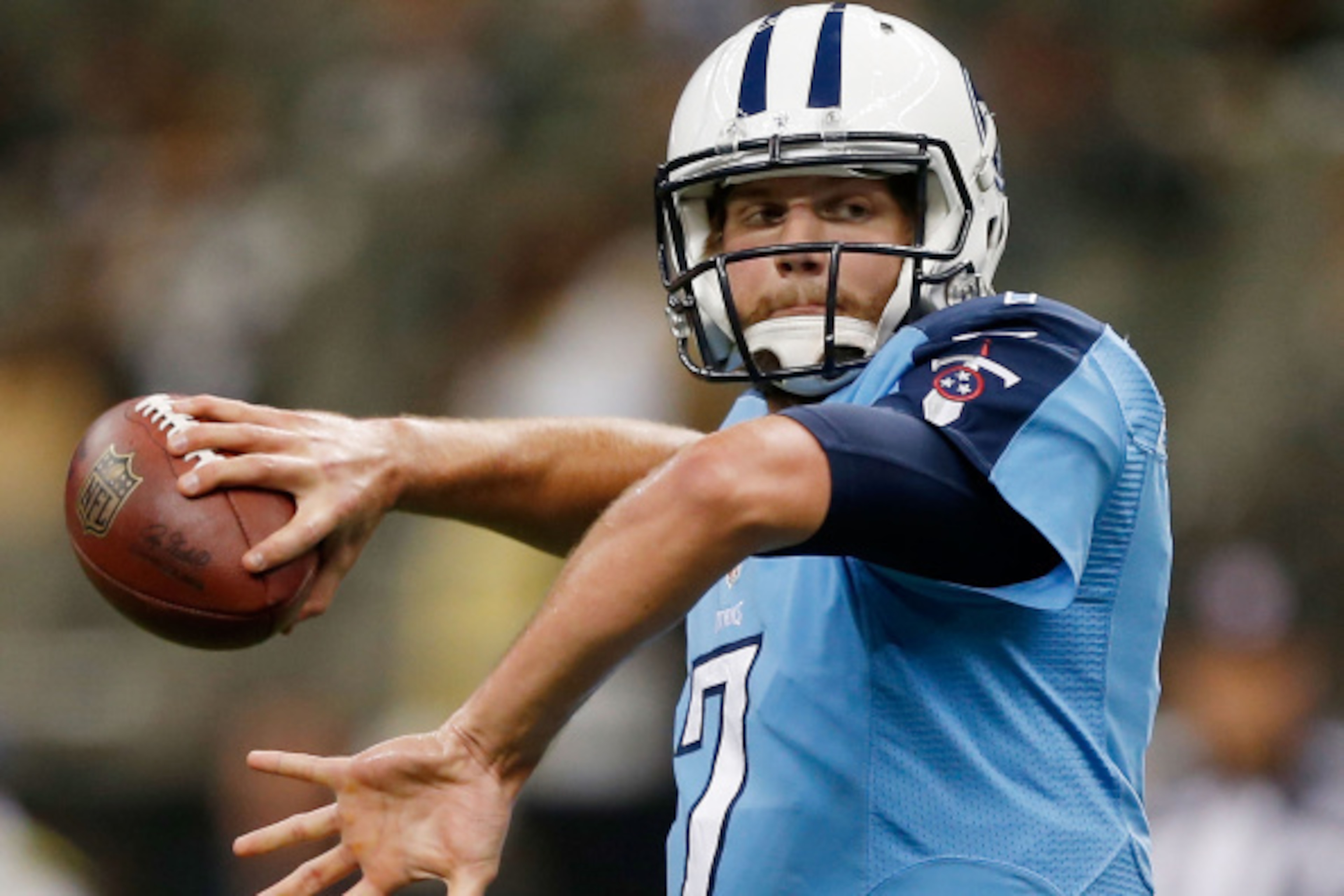NEW ORLEANS, LA - AUGUST 15:  Zach Mettenberger #7 of the Tennessee Titans warms up on field during a preseason game at Mercedes-Benz Superdome on August 15, 2014 in New Orleans, Louisiana.  (Photo by Sean Gardner/Getty Images)