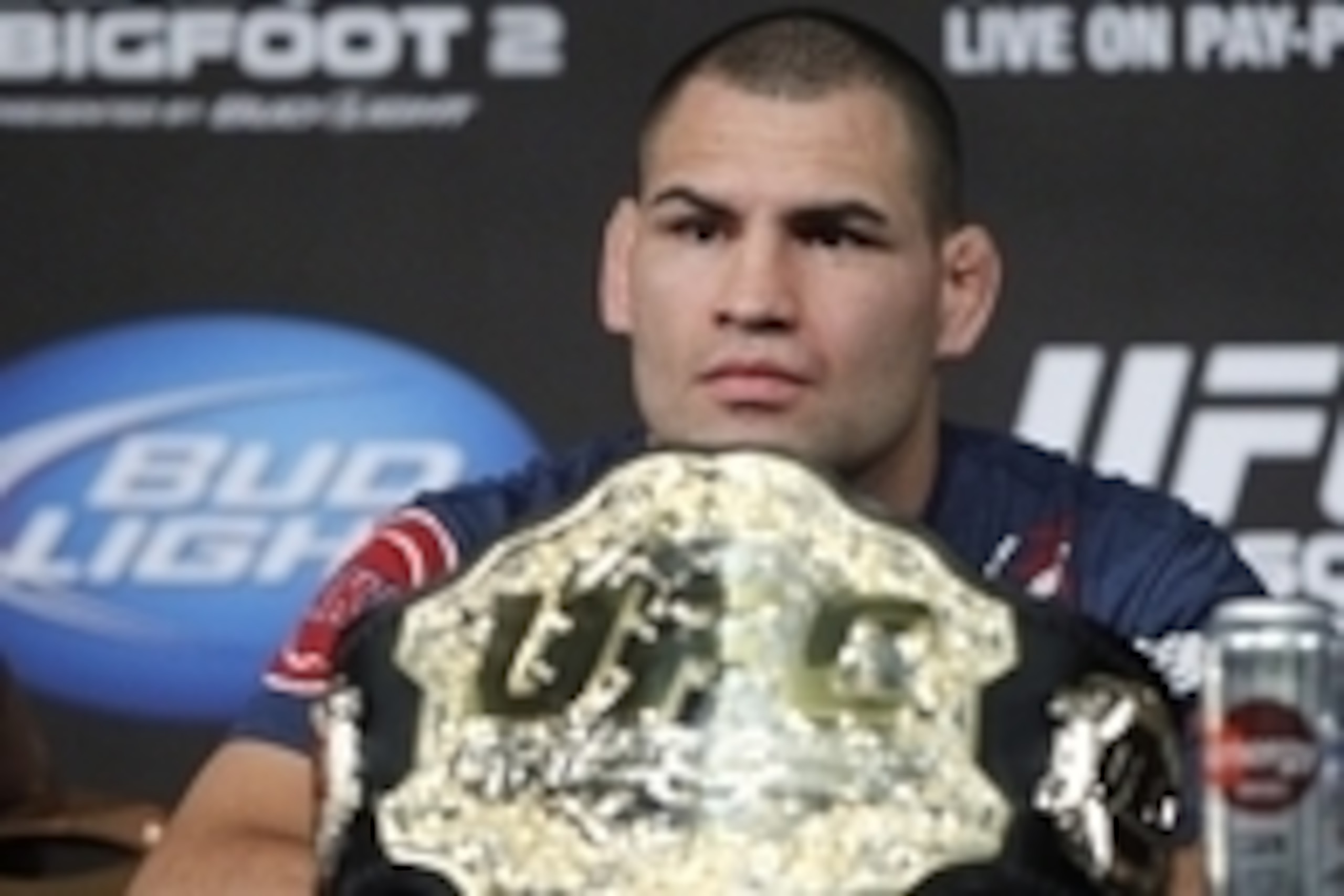 May 25, 2013; Las Vegas, NV, USA; Cain Velasquez speaks to media following UFC 160 at the MGM Grand Garden Arena. Mandatory Credit: Gary A. Vasquez-USA TODAY Sports