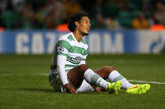 GLASGOW, SCOTLAND - AUGUST 26:  Virgil van Dijk of Celtic reacts at the final whistle during the UEFA Champions League Qualifying Play-Offs Round, Second Leg
Match between Celtic and Maribor, at Celtic Park on August 26, 2014 Glasgow, Scotland. (Photo by 