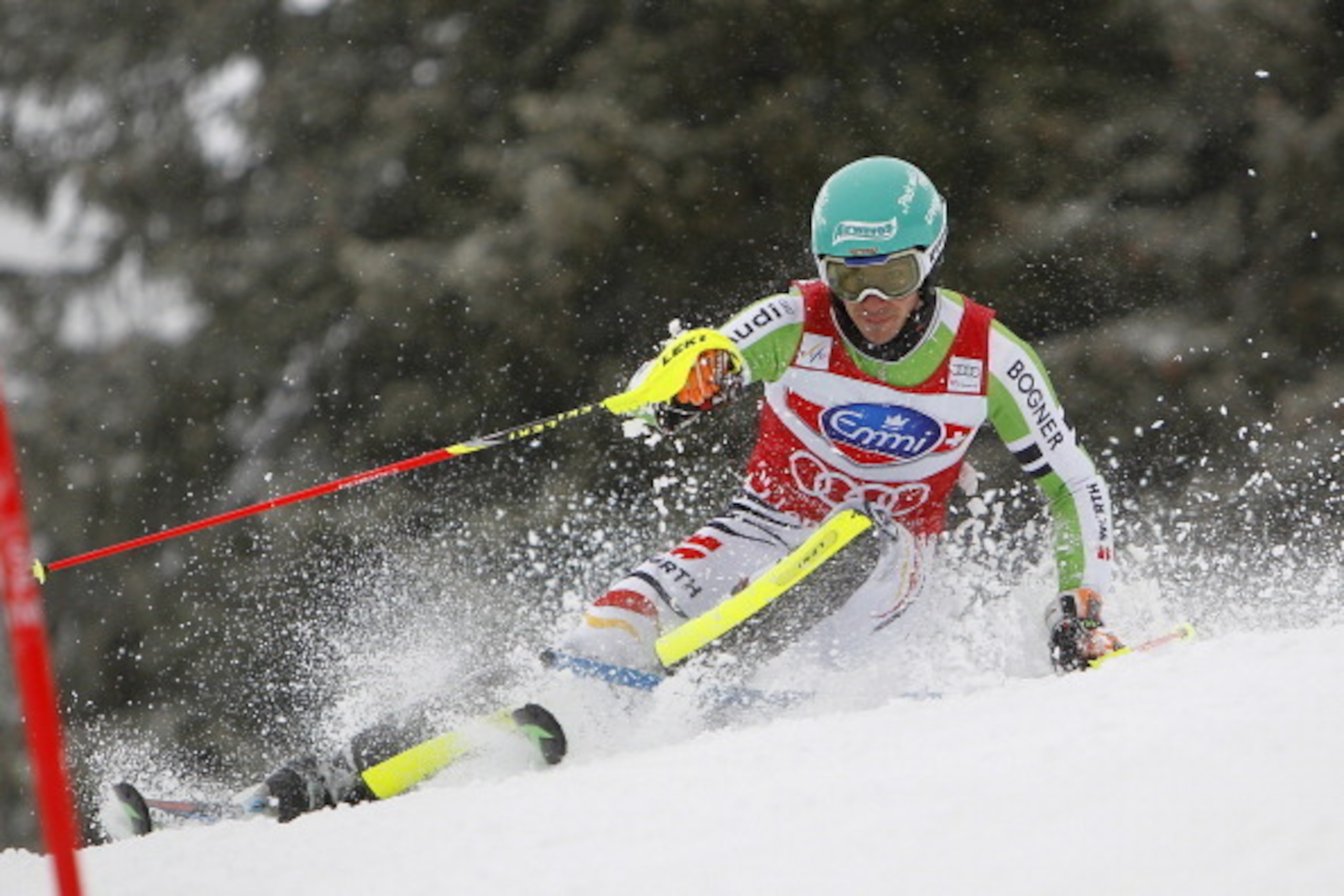 LENZERHEIDE, SWITZERLAND - MARCH 16: (FRANCE OUT) Felix Neureuther of Germany takes 2nd place and comes second in the overall slalom World Cup during the Audi FIS Alpine Ski World Cup Finals Men's Slalom on March 16, 2014 in Lenzerheide, Switzerland. (Pho