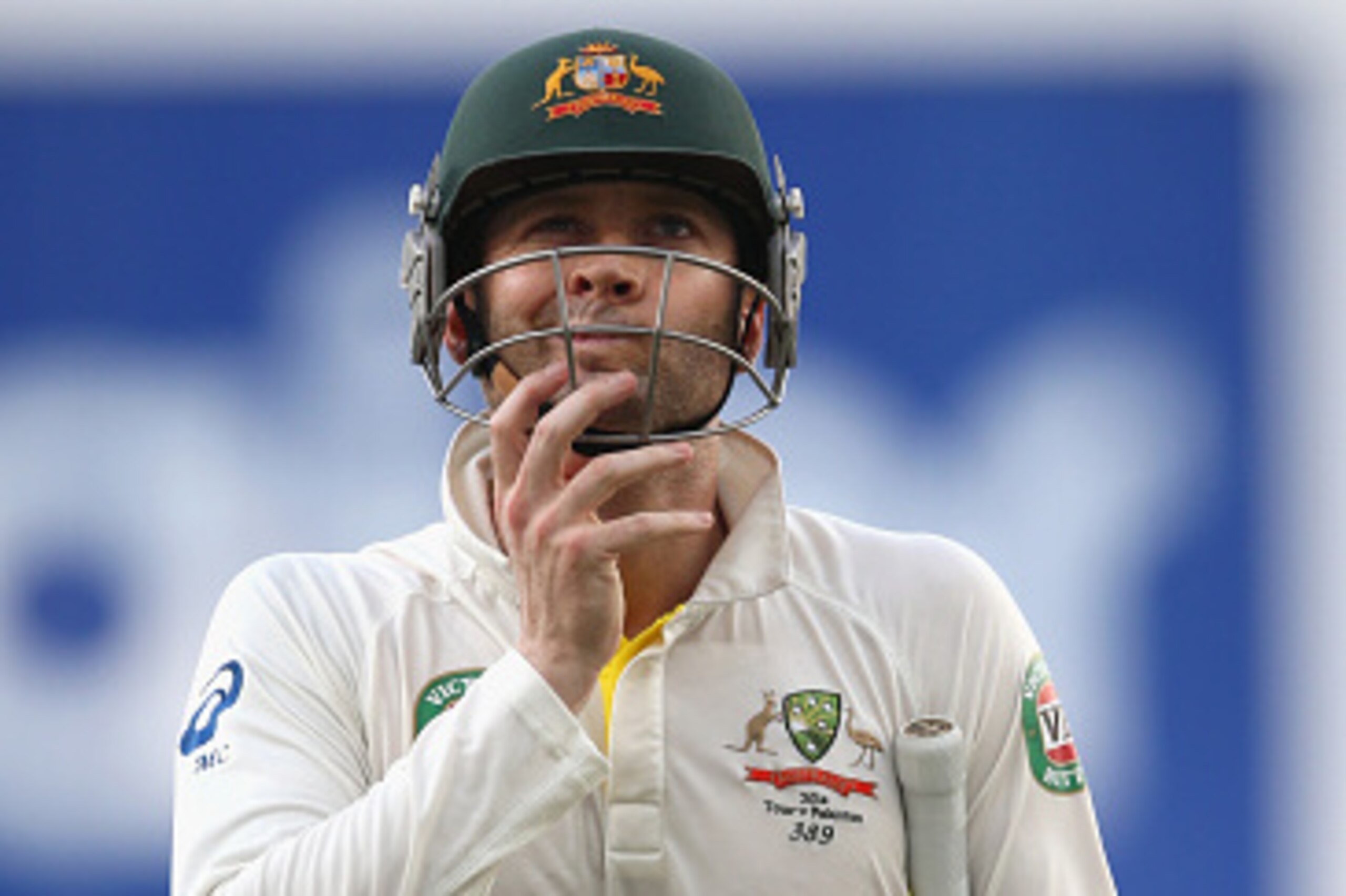 DUBAI, UNITED ARAB EMIRATES - OCTOBER 25:  Michael Clarke, Australian Captain departs the ground after being dismissed lbw by Yasir Shah of Pakistan during day four of the First Test between Pakistan and Australia at Dubai International Stadium at Dubai I