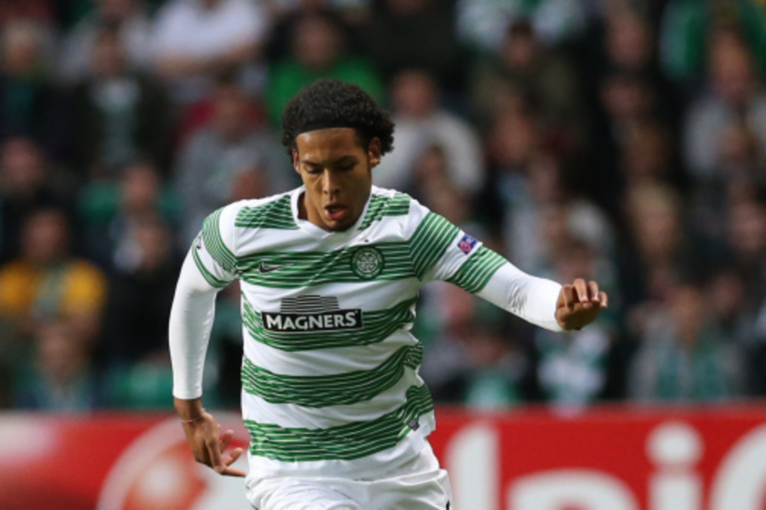 GLASGOW, SCOTLAND - AUGUST 26: Virgil van Dijk of Celtic controls the ball during the UEFA Champions League Qualifying Play-Offs Round, Second Leg
Match between Celtic and Maribor, at Celtic Park on August 26, 2014 Glasgow, Scotland. (Photo by Ian MacNico